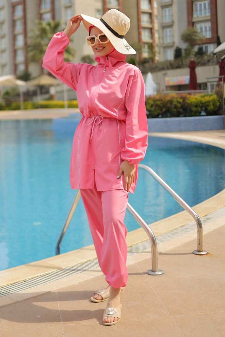 Tesettür Mayo Takımı Pembe - 27096 - TOFİSA