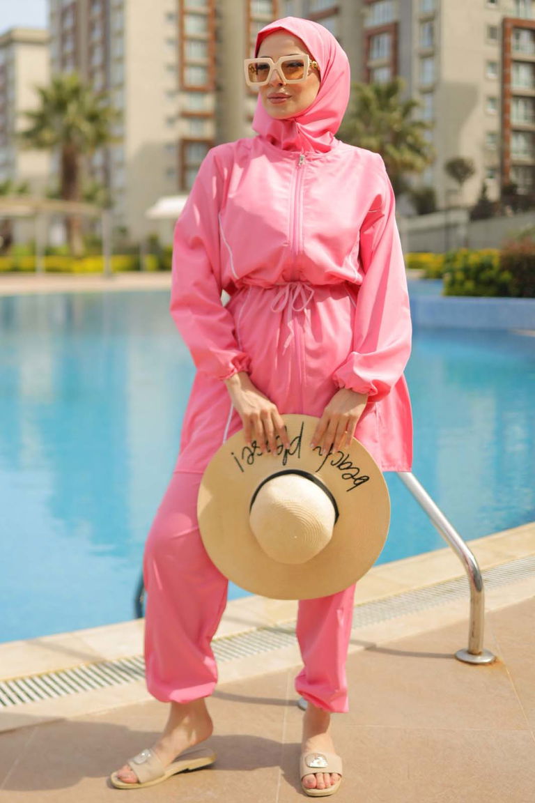 Tesettür Mayo Takımı Pembe - 27096 - TOFİSA