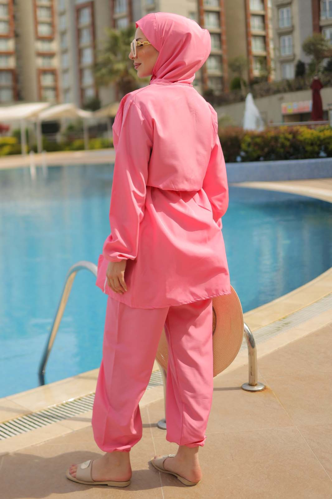 Tesettür Mayo Takımı Pembe - 27096 - 7