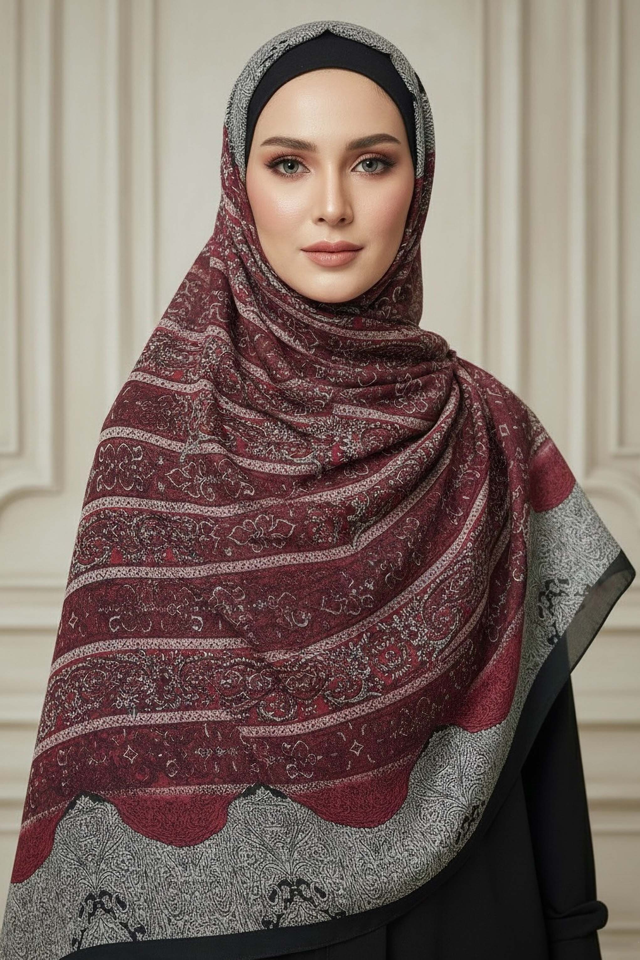 The Mystic Ethnica Serisi Pamuk Şal - 28110-BORDO - 1