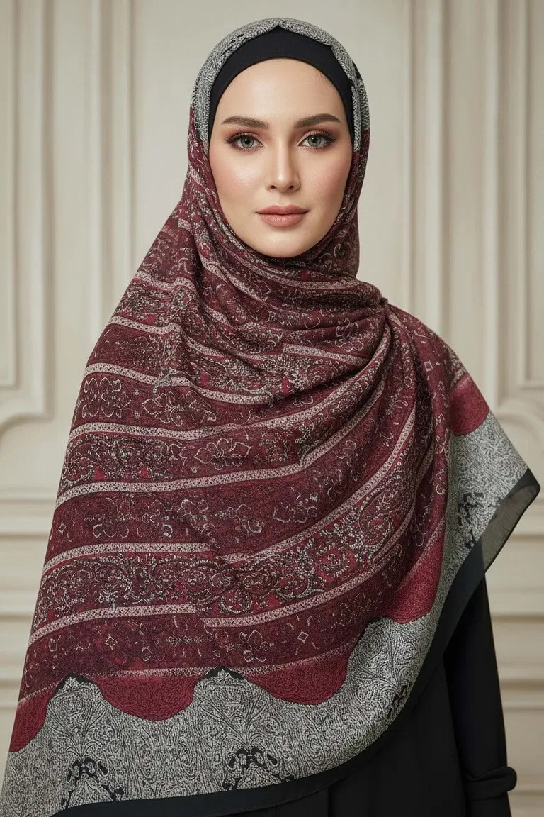 The Mystic Ethnica Serisi Pamuk Şal - 28110-BORDO - TOFİSA