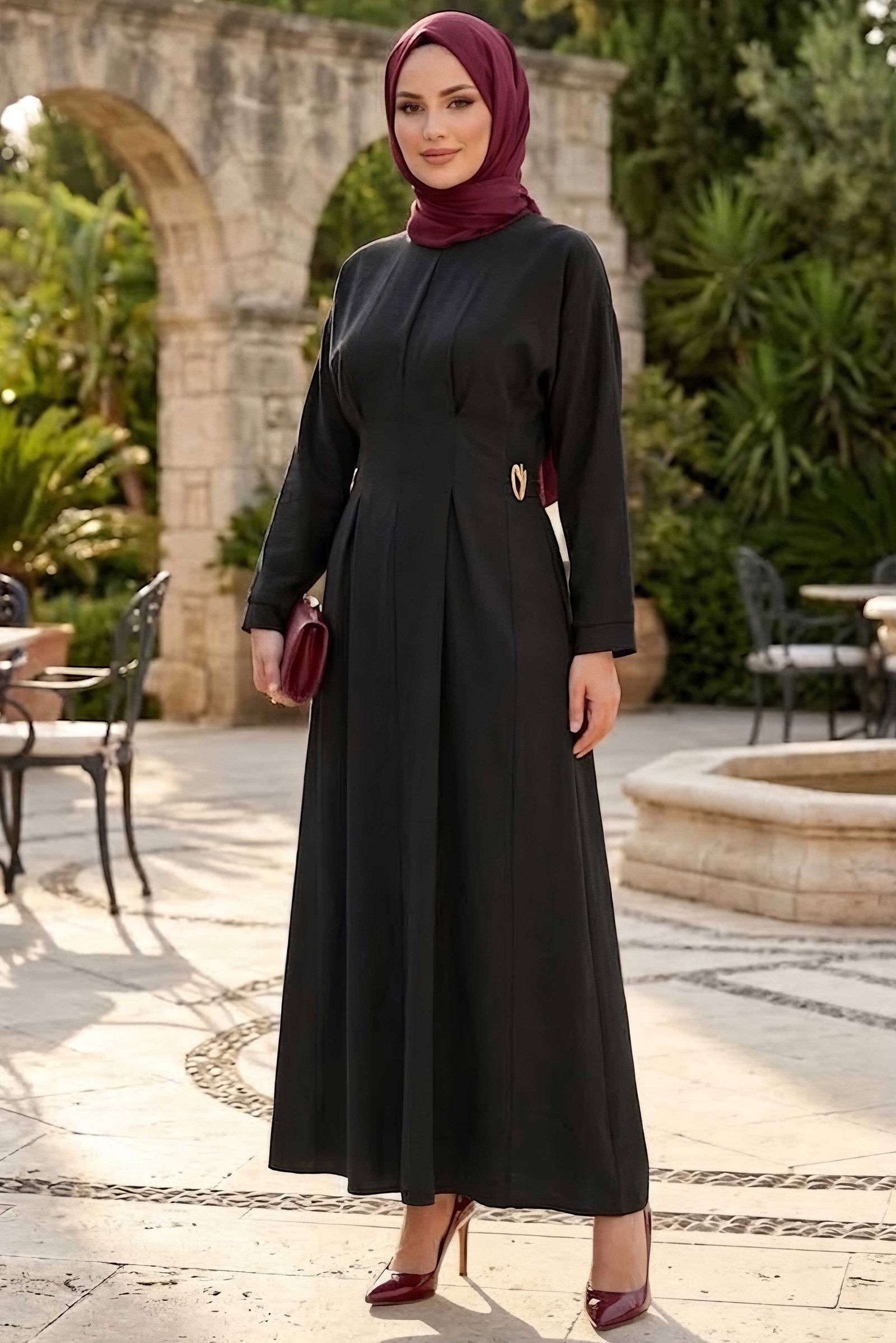 Tok Detaylı Kupra Elbise Siyah - 28977-SIYAH - 2