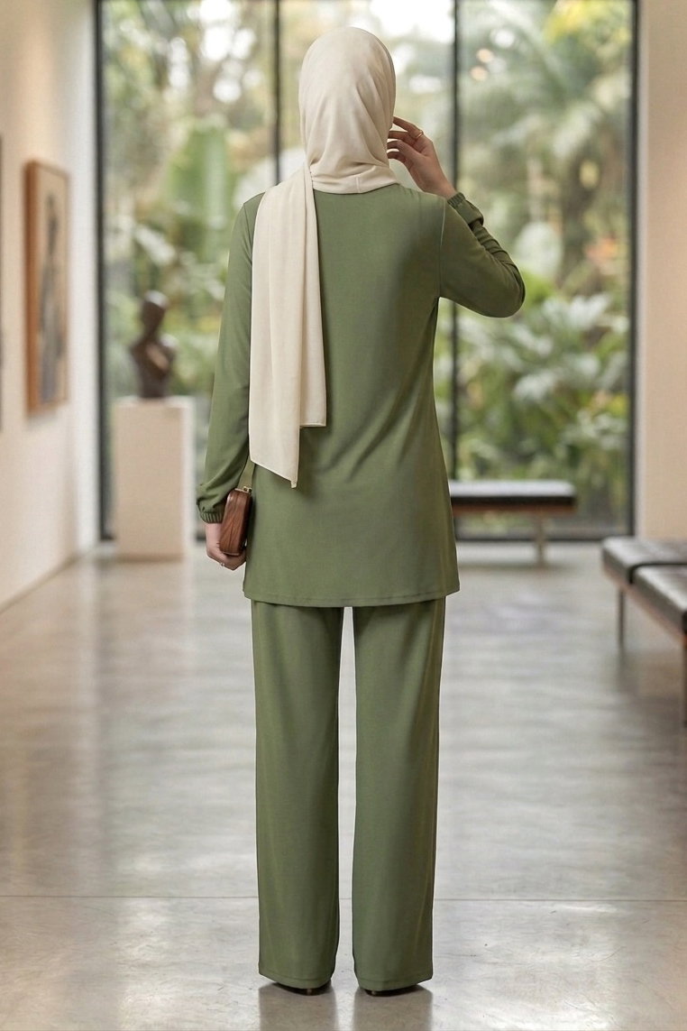 Toka Detaylı Dokuma Viskon İkili Takım - 2093-HAKI - 3