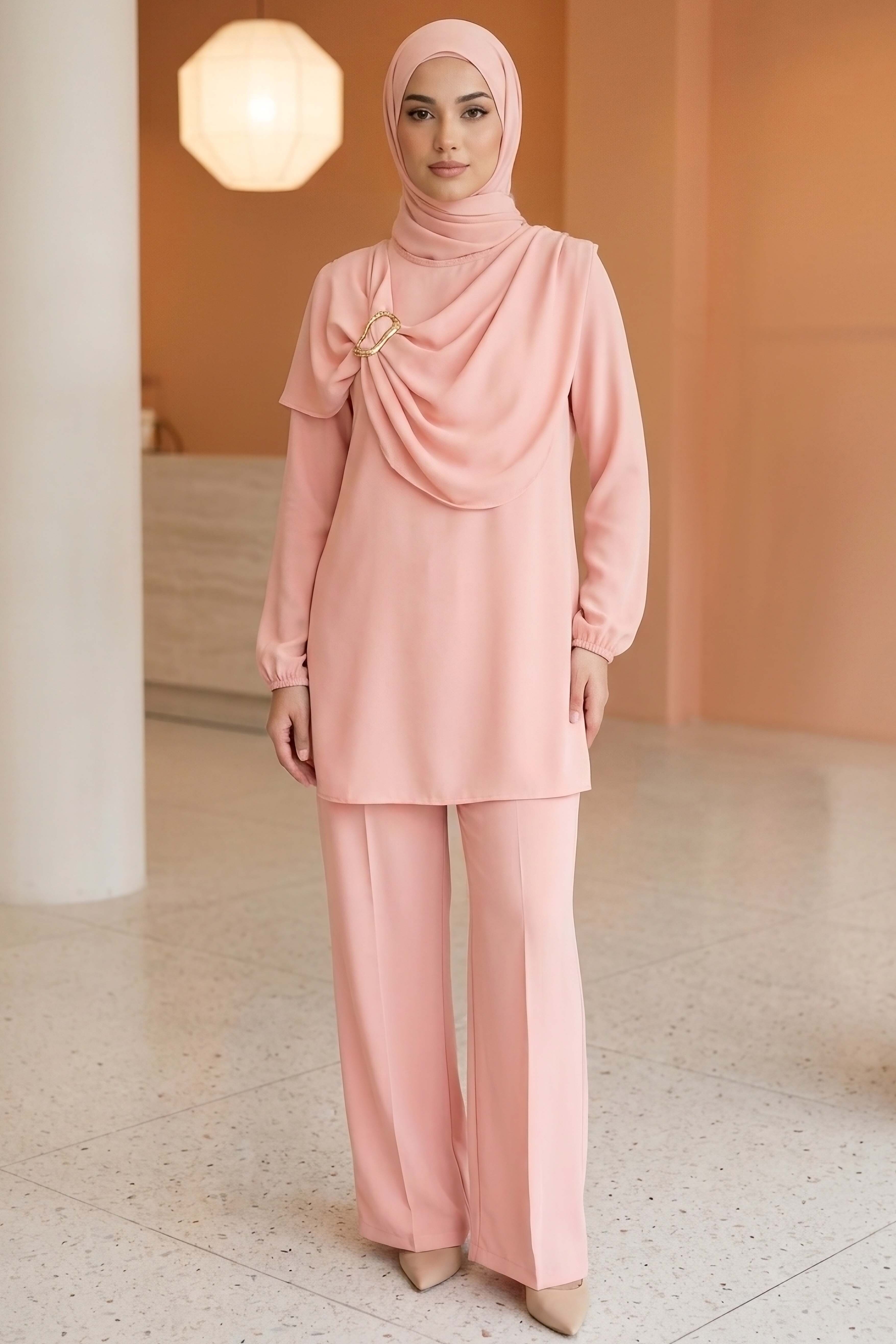 Toka Detaylı Dokuma Viskon İkili Takım - 2093-PUDRA - 1