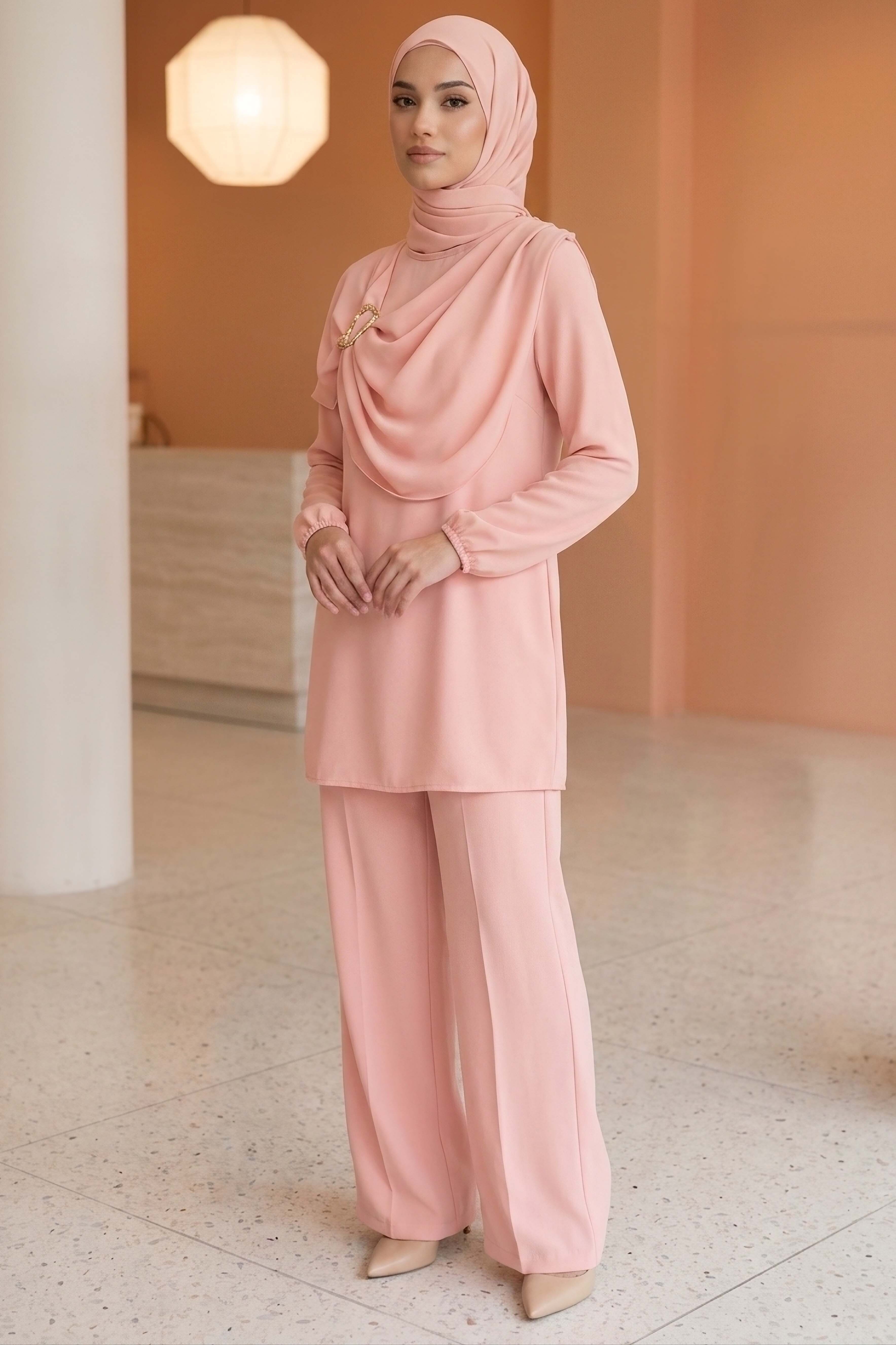 Toka Detaylı Dokuma Viskon İkili Takım - 2093-PUDRA - 2