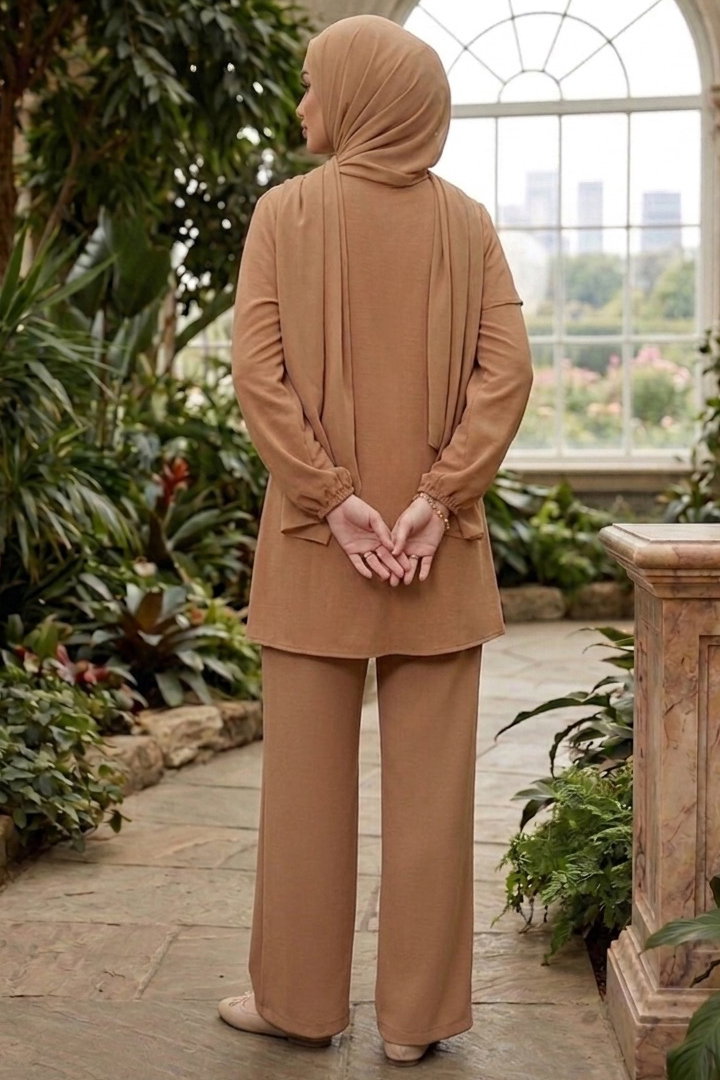 Toka Detaylı Dokuma Viskon İkili Takım - 2093-VIZON - 3