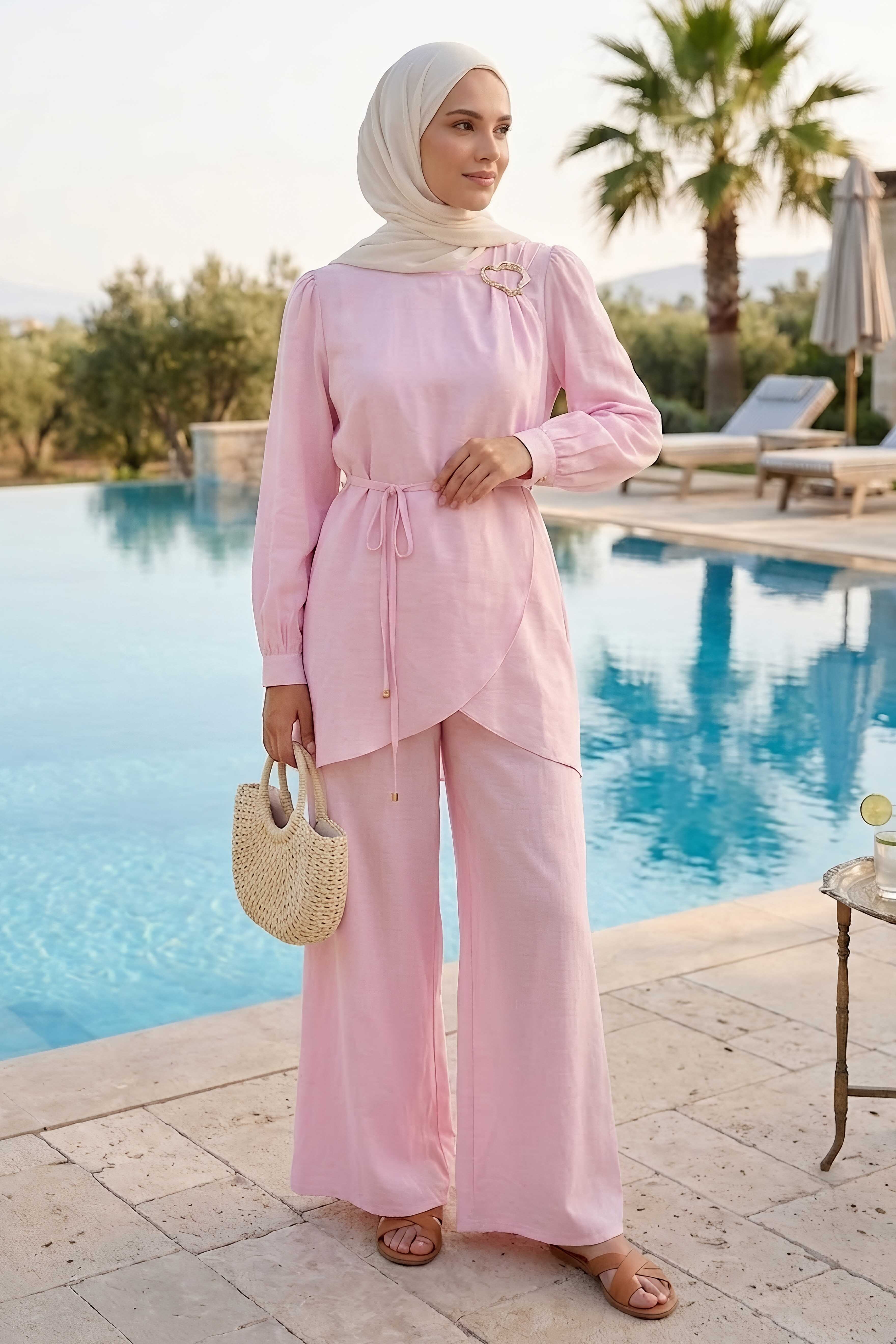 Toka Detaylı İkili Takım Pembe - 28513-PEMBE - 1