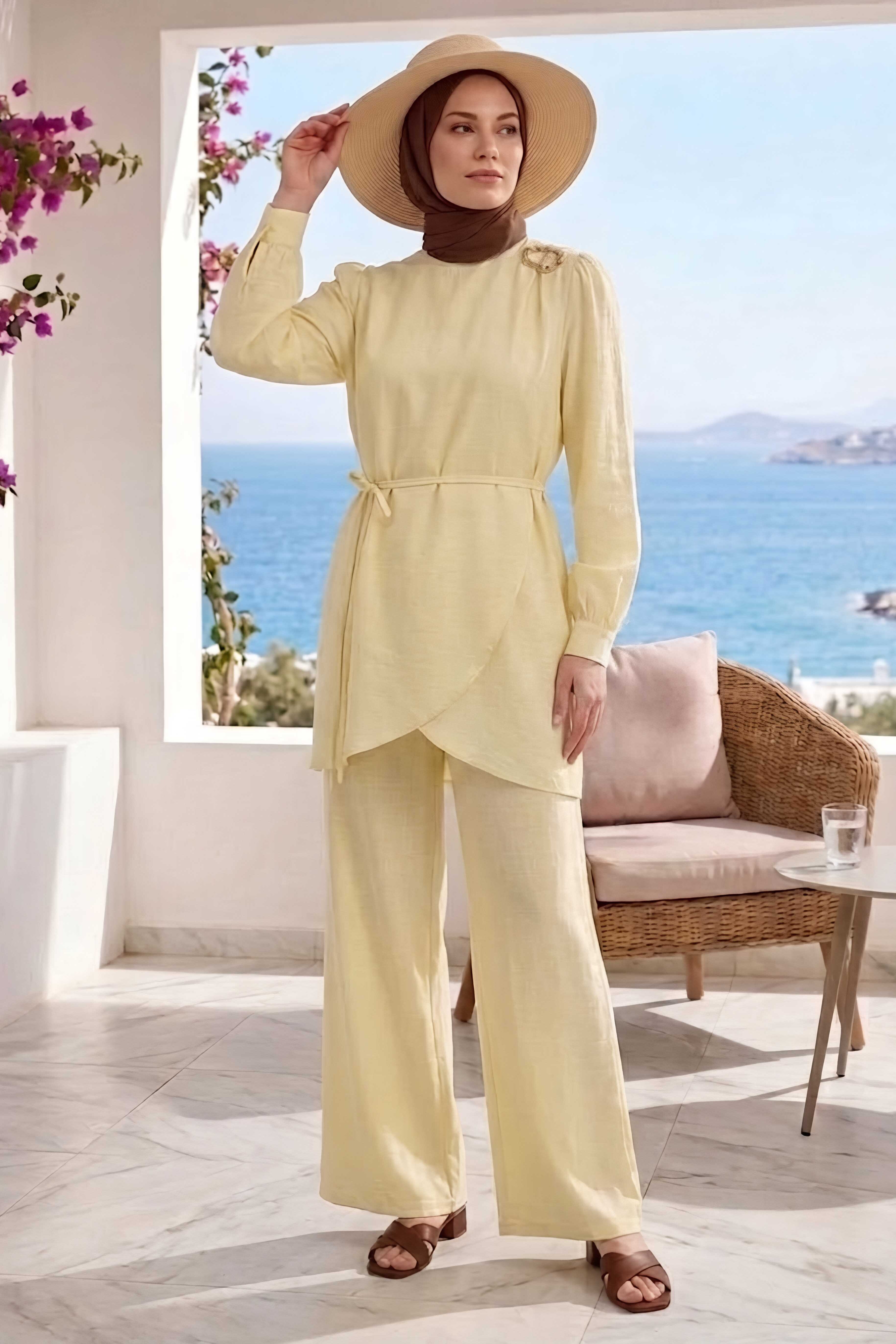 Toka Detaylı İkili Takım Sari - 28513-SARI - 1