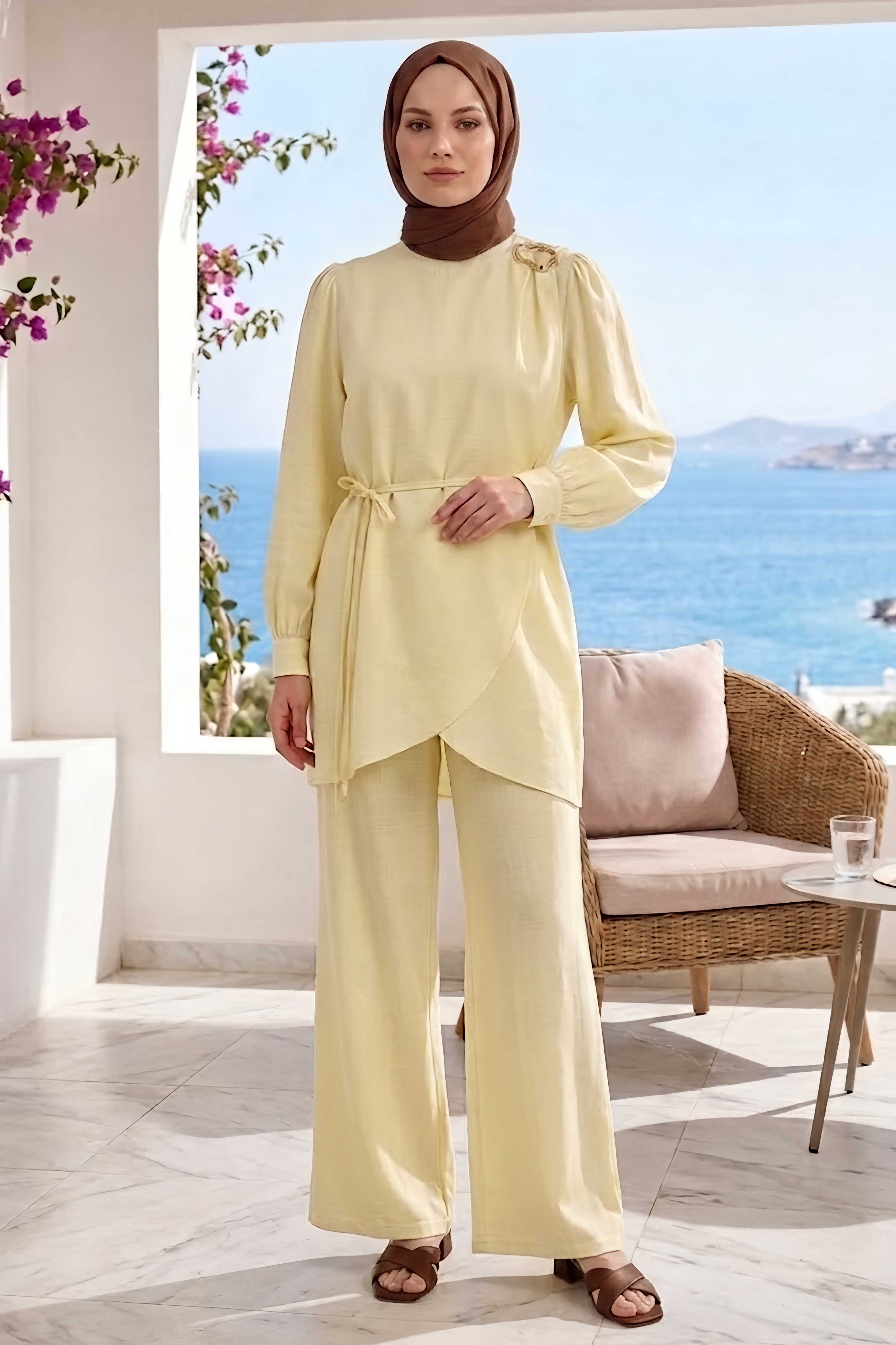 Toka Detaylı İkili Takım Sari - 28513-SARI - 2