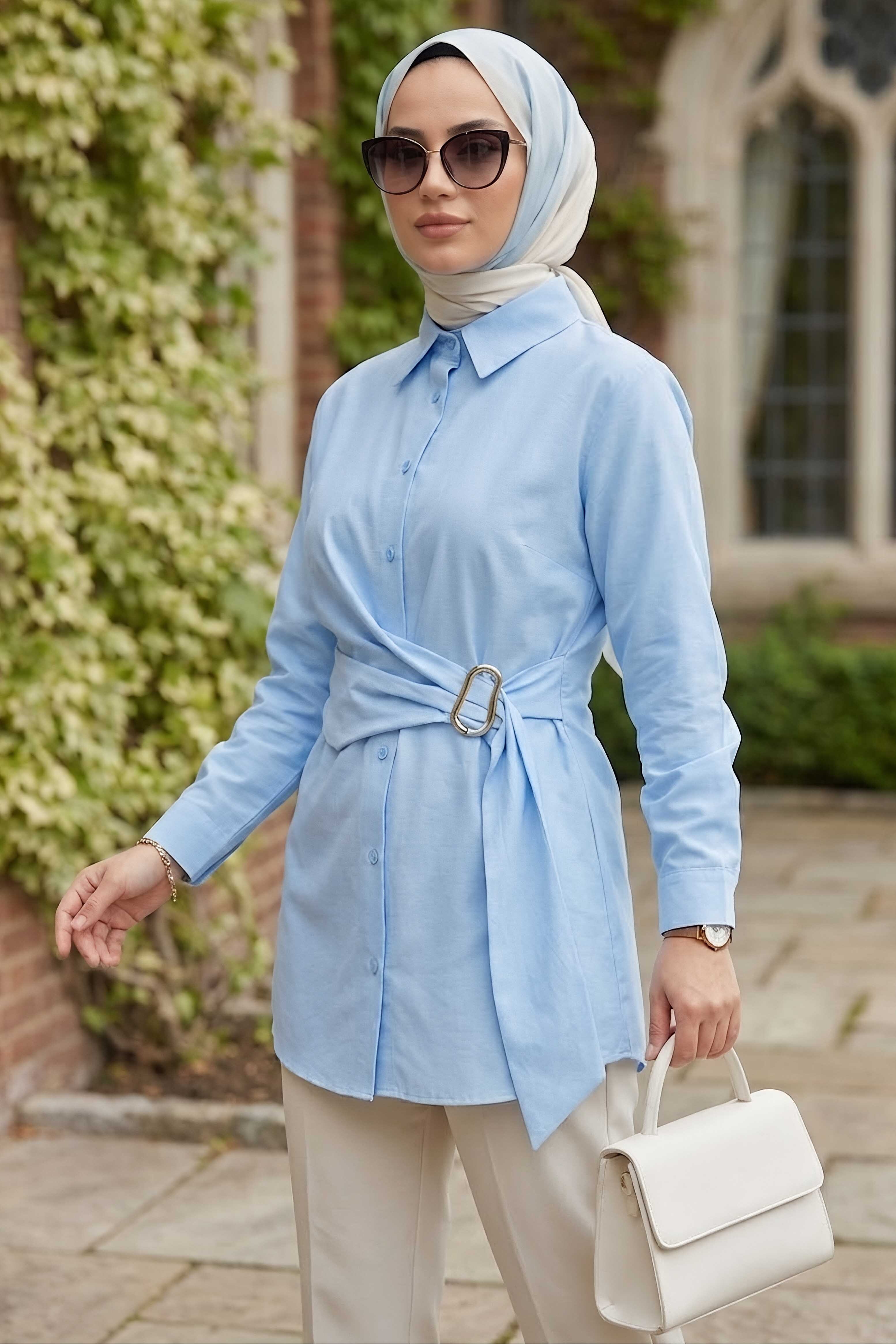 Toka Kuşak Detaylı Tunik Bebe Mavi - 28728-BEBE-MAVI - 1