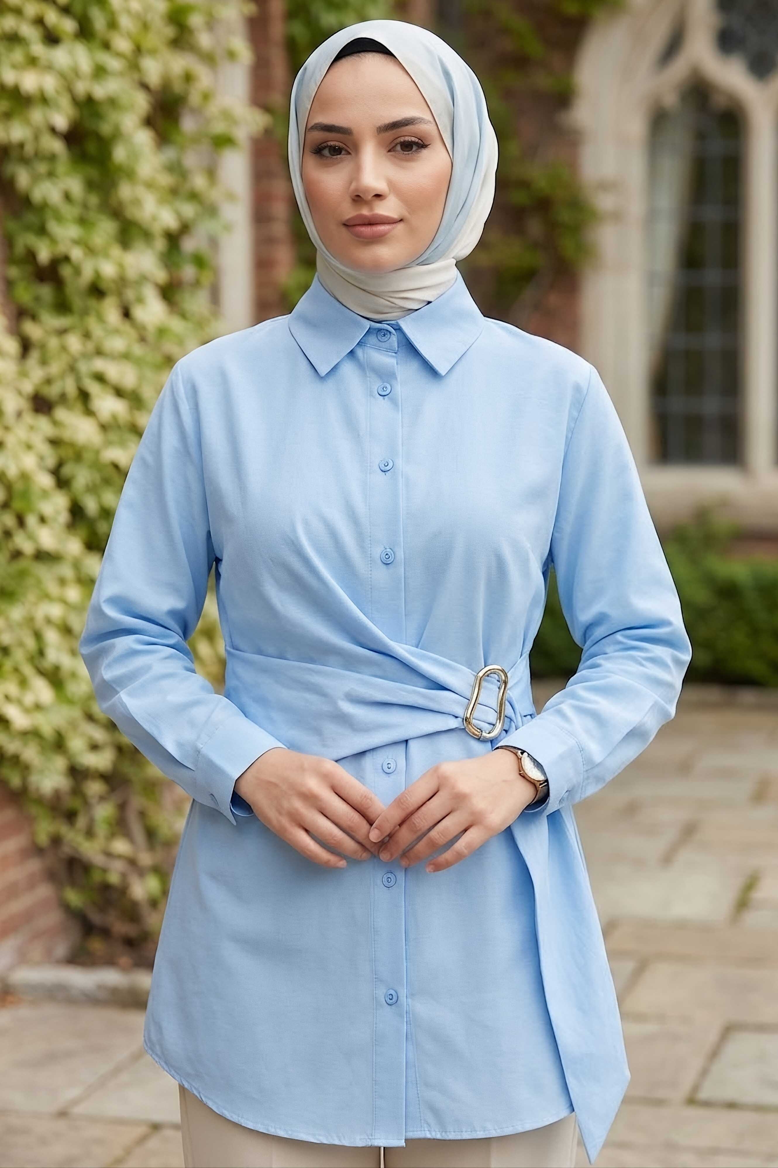 Toka Kuşak Detaylı Tunik Bebe Mavi - 28728-BEBE-MAVI - 2