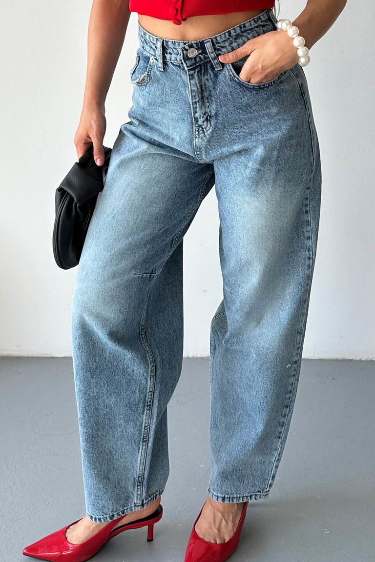 Tokalı Baggy Kot Pantolon - 27297 - TOFİSA