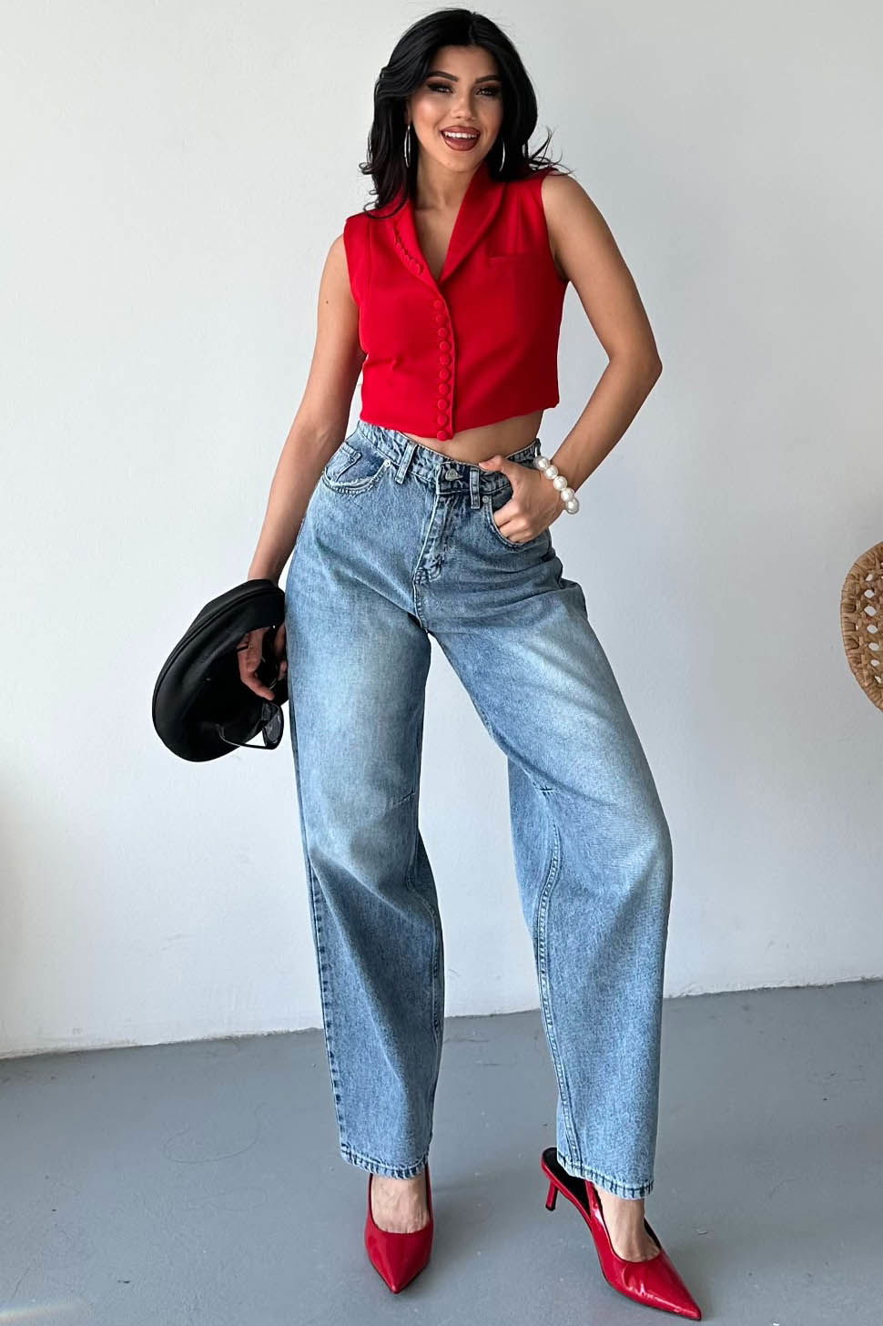 Tokalı Baggy Kot Pantolon - 27297 - 3