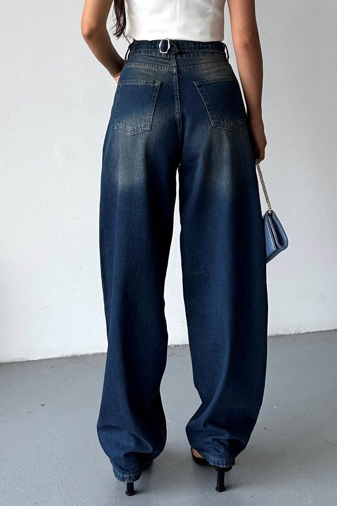 Tokalı Baggy Kot Pantolon Tint-kahve - 27297 - TOFİSA