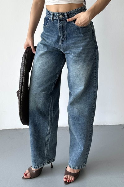 Tokalı Baggy Kot Pantolon - 27297 