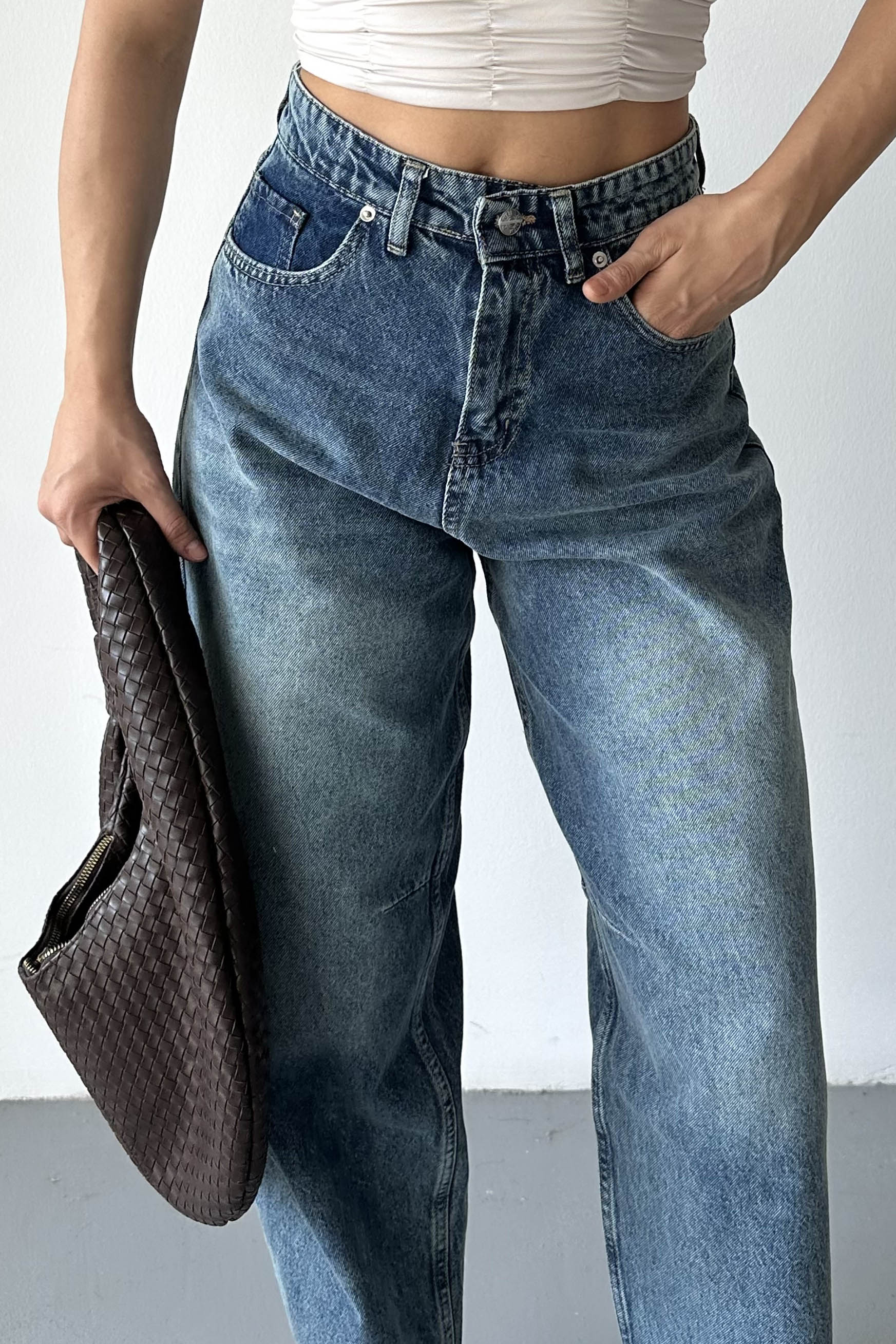Tokalı Baggy Kot Pantolon - 27297 - 5
