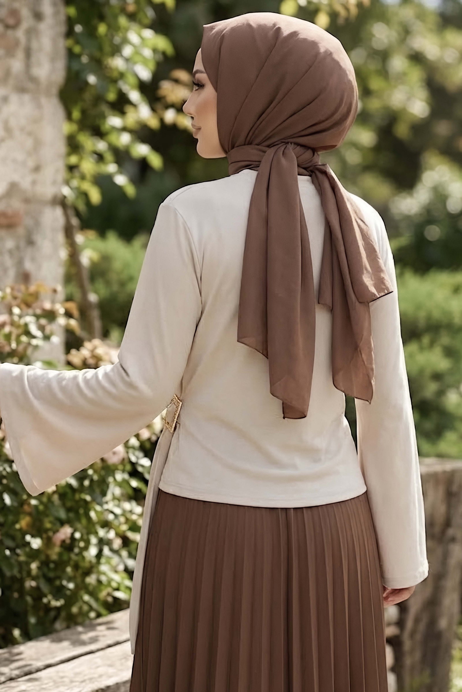 Tokalı Geniş Kollu Bluz Krem - 29008-KREM - 3