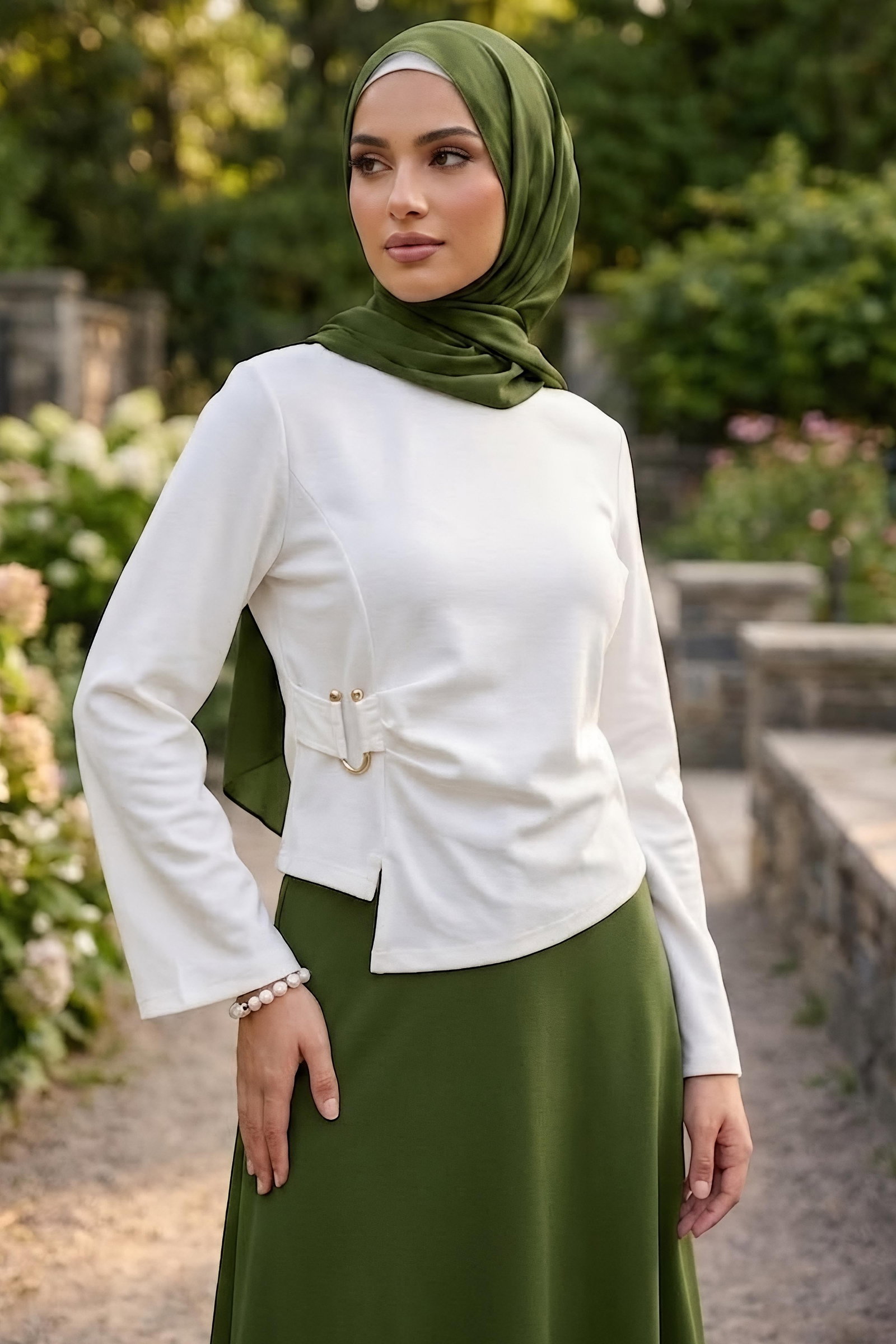 Tokalı Oysh Modal Bluz Beyaz - 28895-BEYAZ - 1