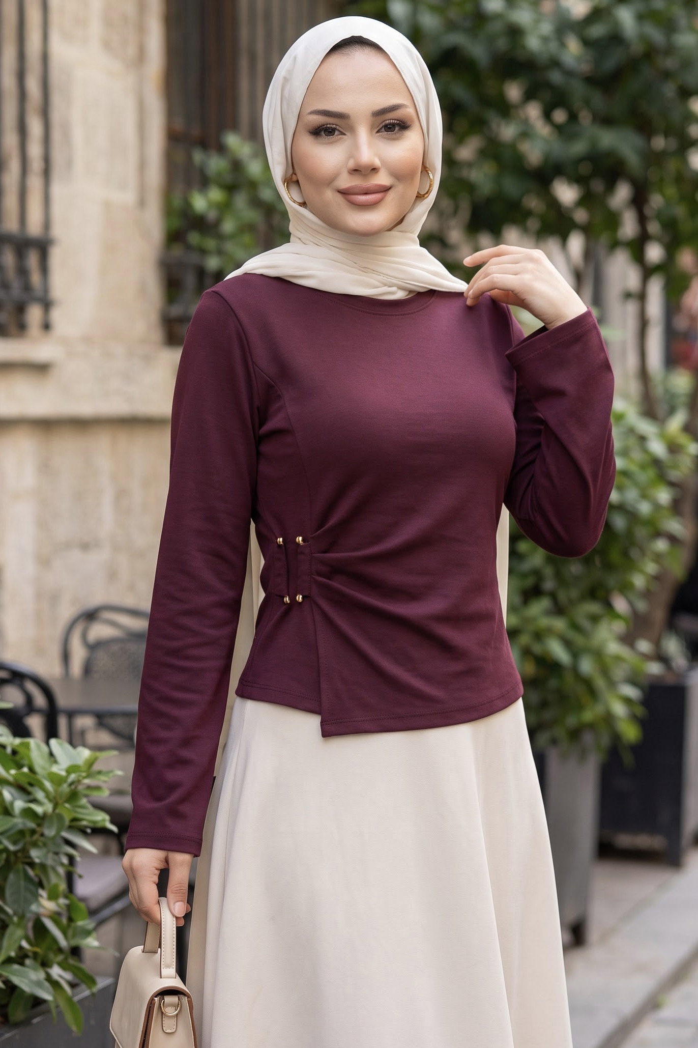 Tokalı Oysh Modal Bluz Bordo - 28895-BORDO - 1