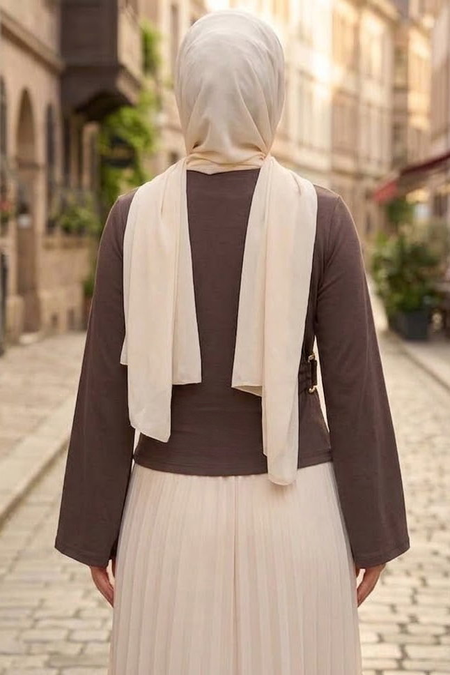 Tokalı Oysh Modal Bluz Vizon - 28895-VIZON - 3