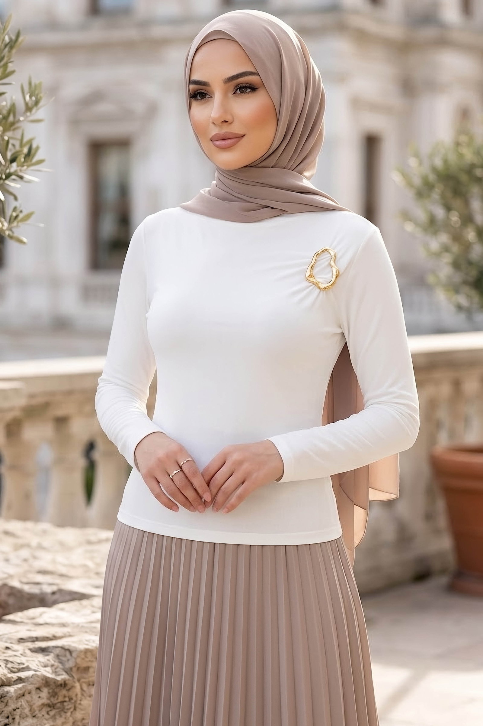 Tokalı Sendy Bluz Beyaz - 28896-BEYAZ - 1