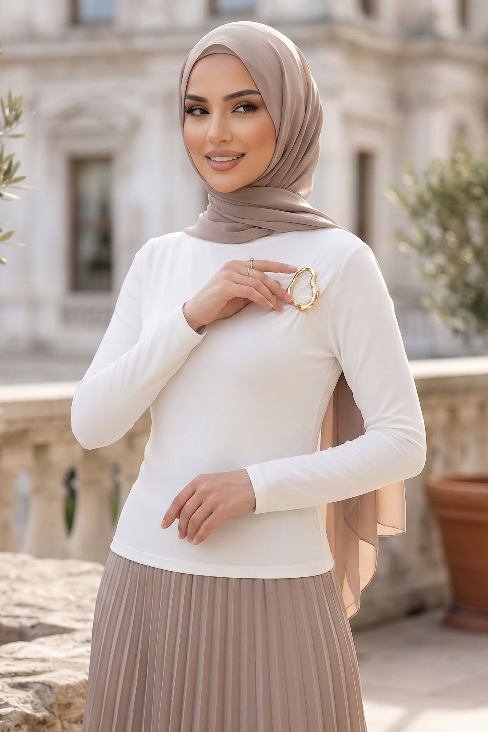Tokalı Sendy Bluz Beyaz - 28896-BEYAZ - 2