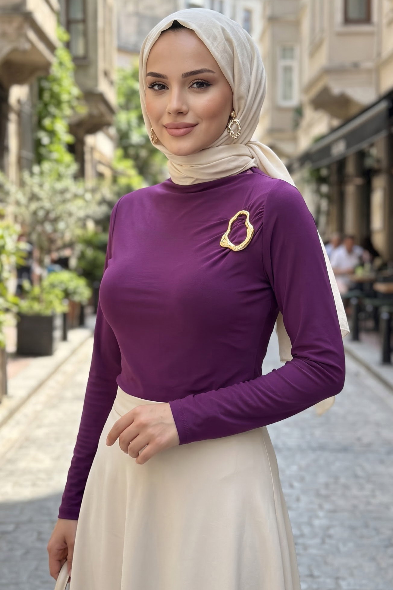 Tokalı Sendy Bluz Mor - 28896-MOR - 2