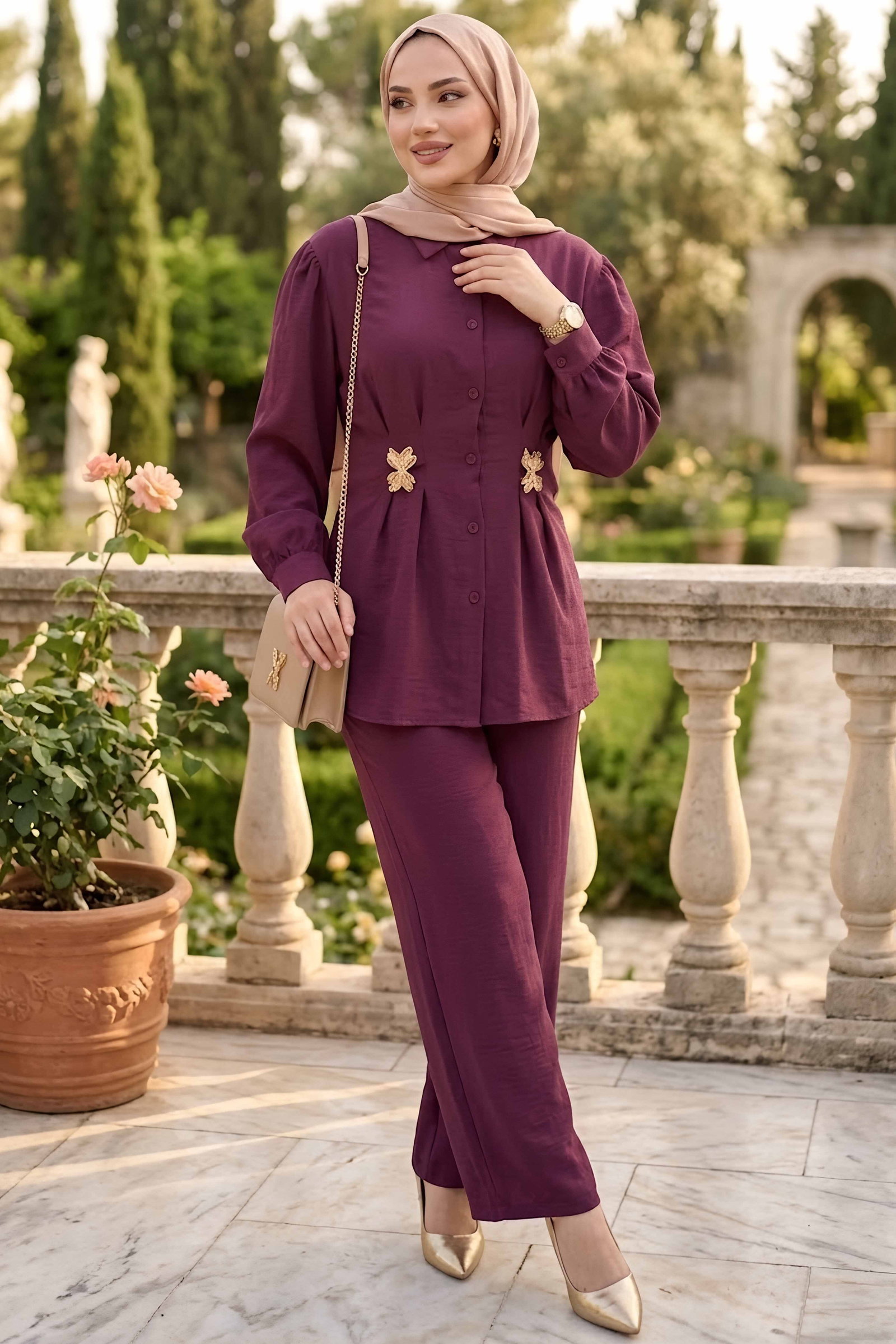 Toklı Kupra İkili Takım Bordo - 28983-BORDO - 2