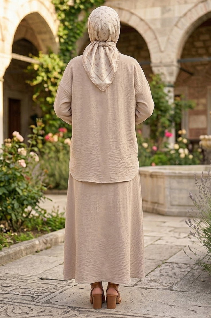 Torba Cep Detaylı Etekli Takım Taş - 28718-TAS - 3