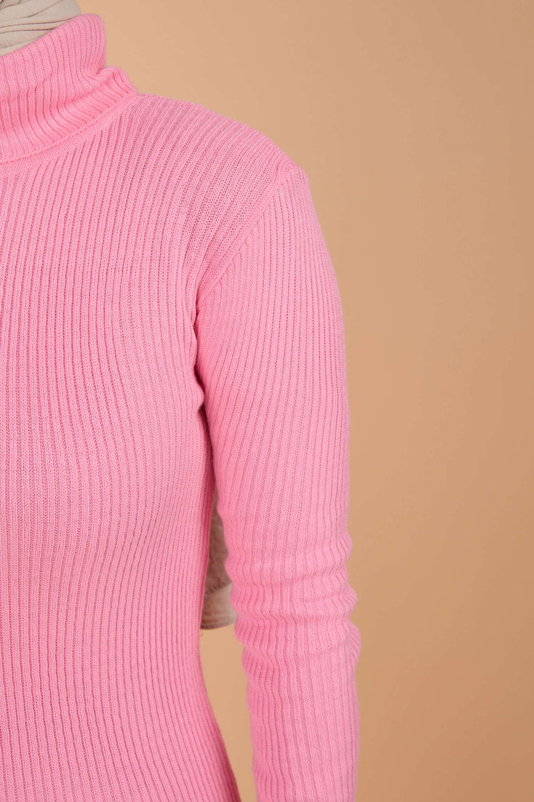 Triko Elbise - 27752-PEMBE - TOFİSA