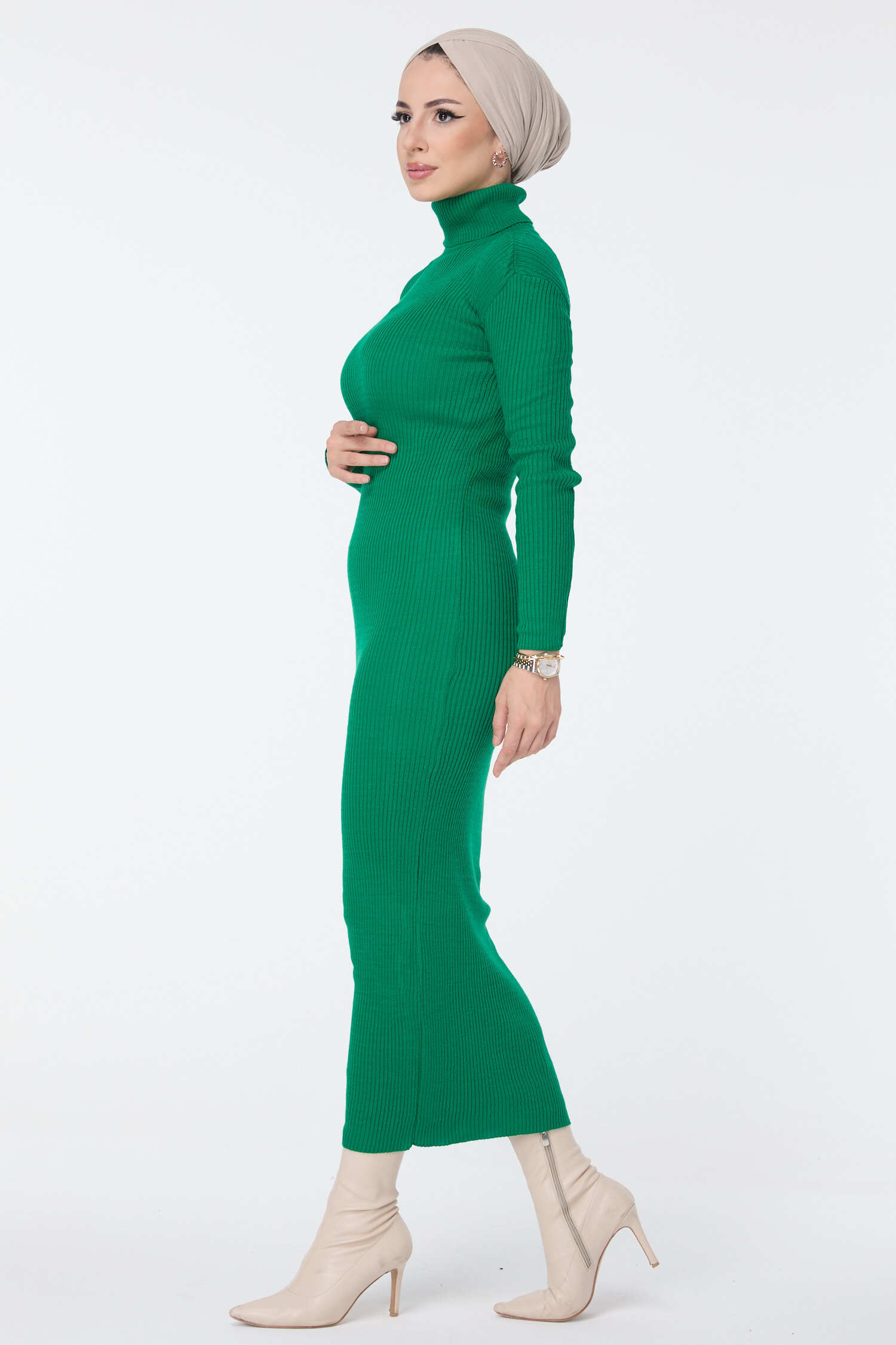 Triko Elbise - 27752-YESIL - 3