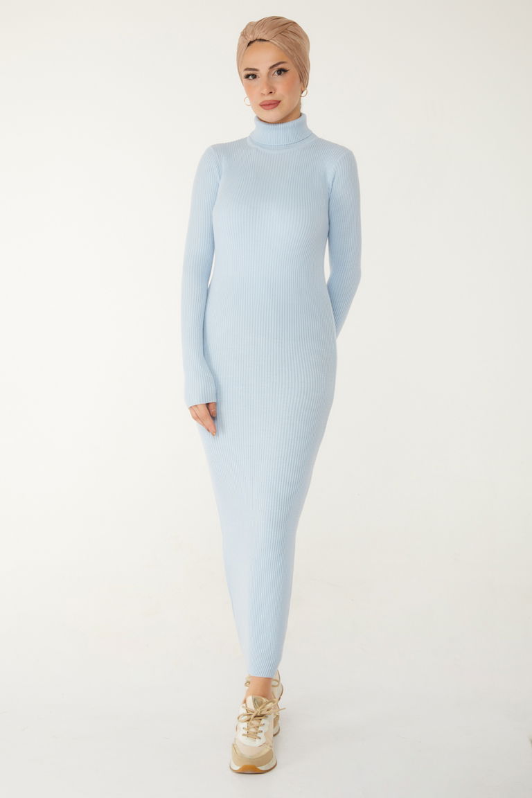 Triko Elbise - 27754-BEBE-MAVI - TOFİSA