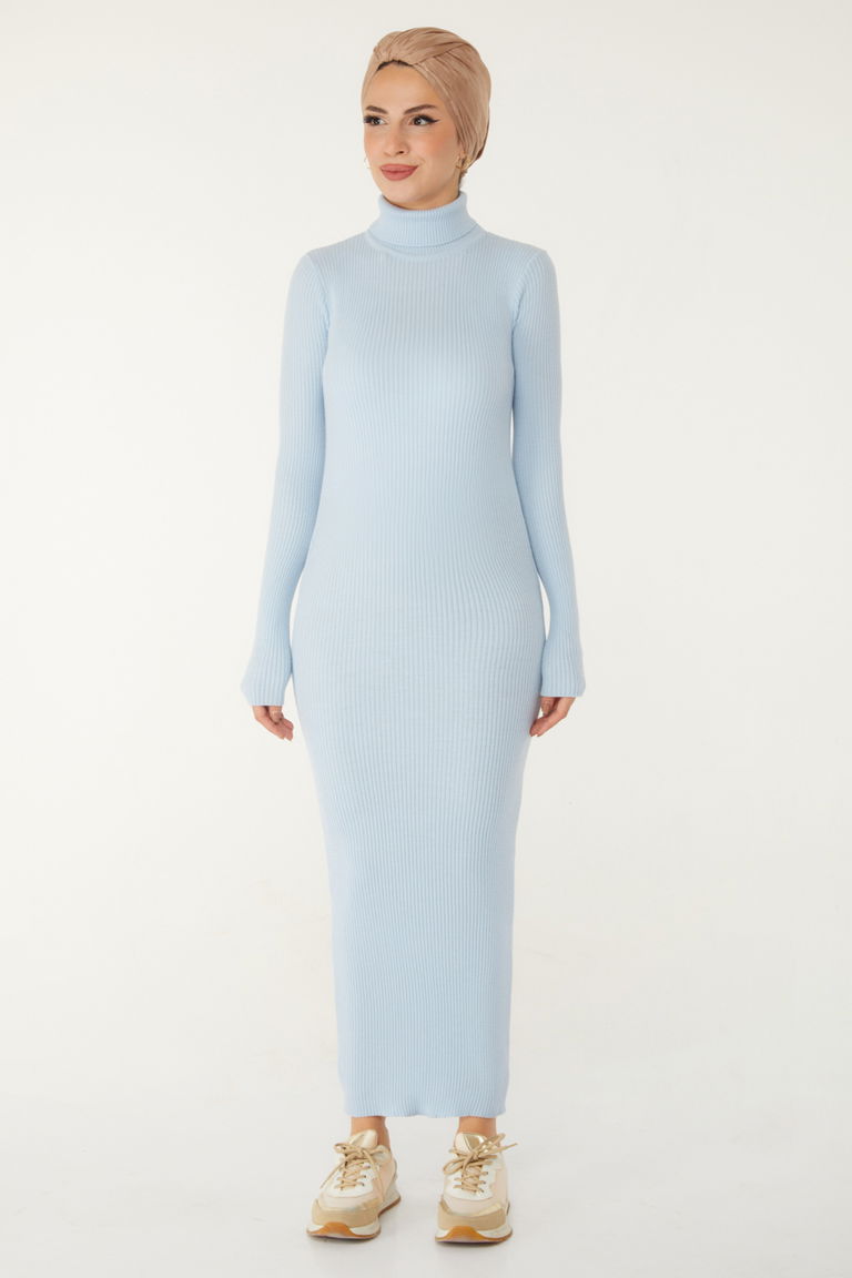 Triko Elbise - 27754-BEBE-MAVI - TOFİSA