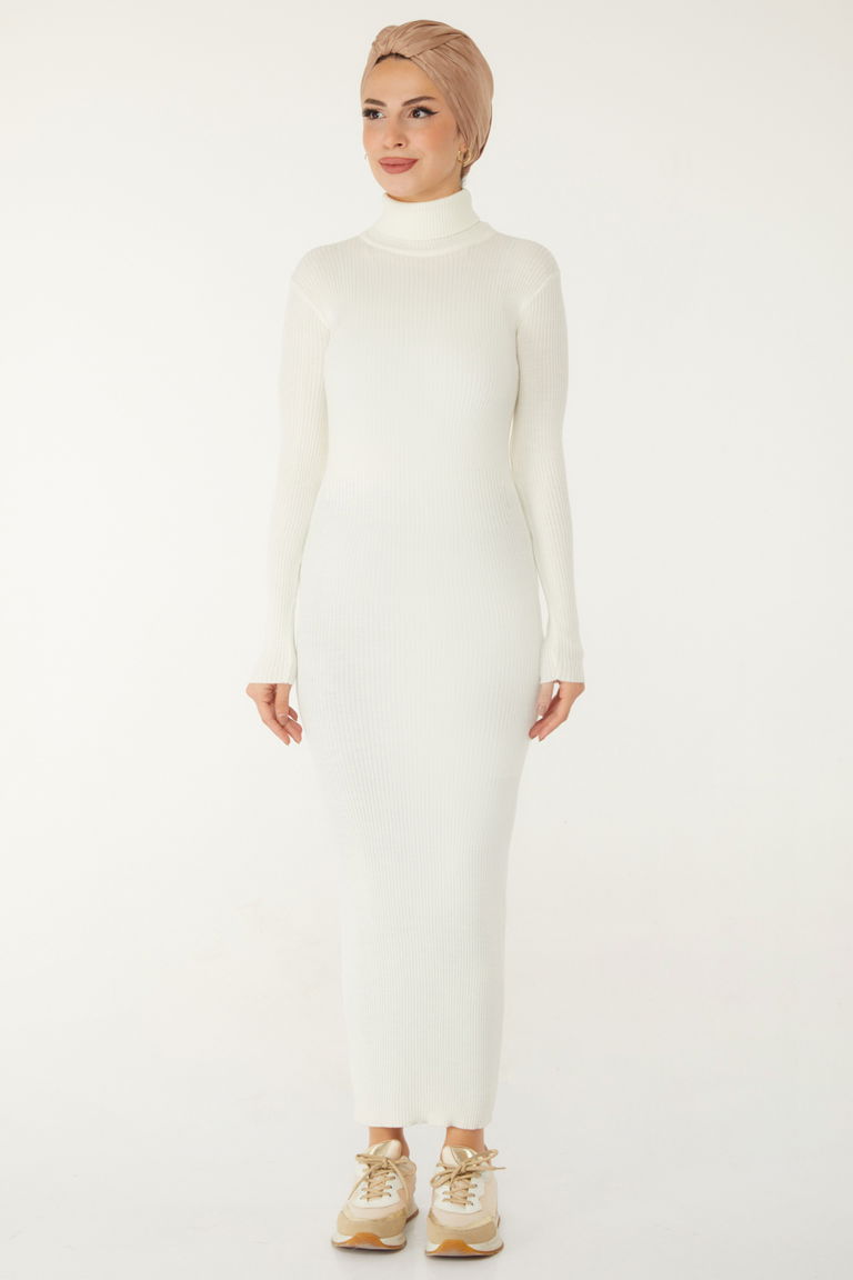 Triko Elbise - 27754-EKRU - TOFİSA