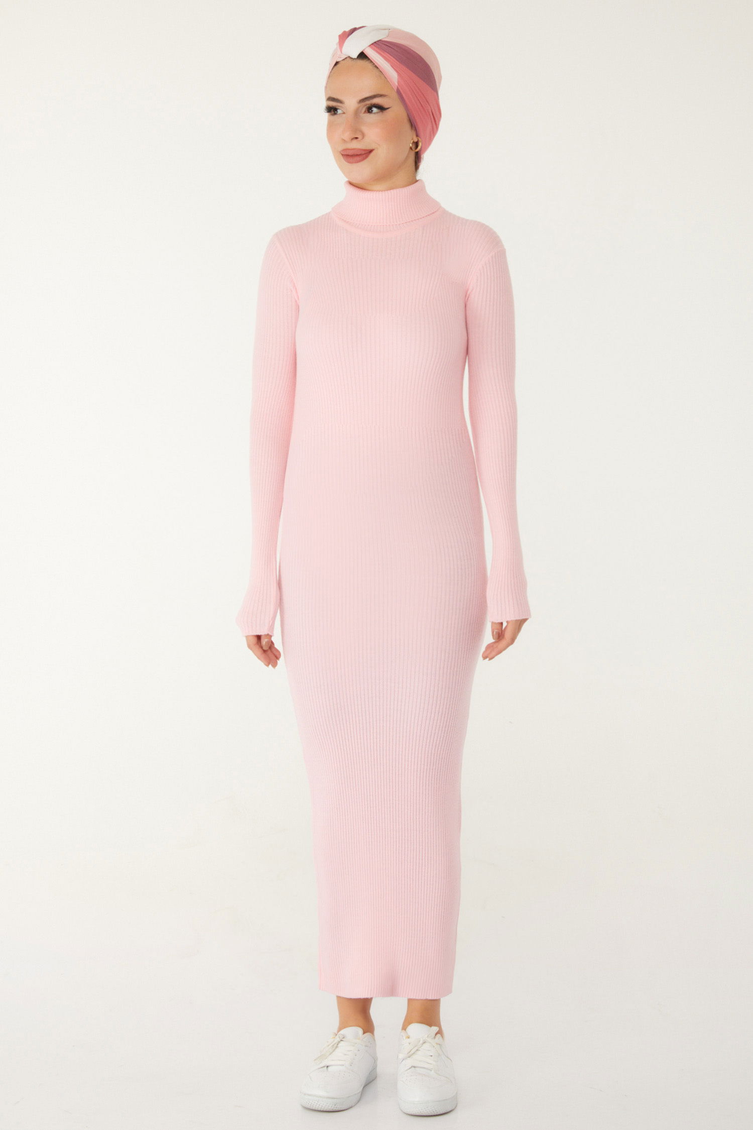 Triko Elbise - 27754-PEMBE - 1