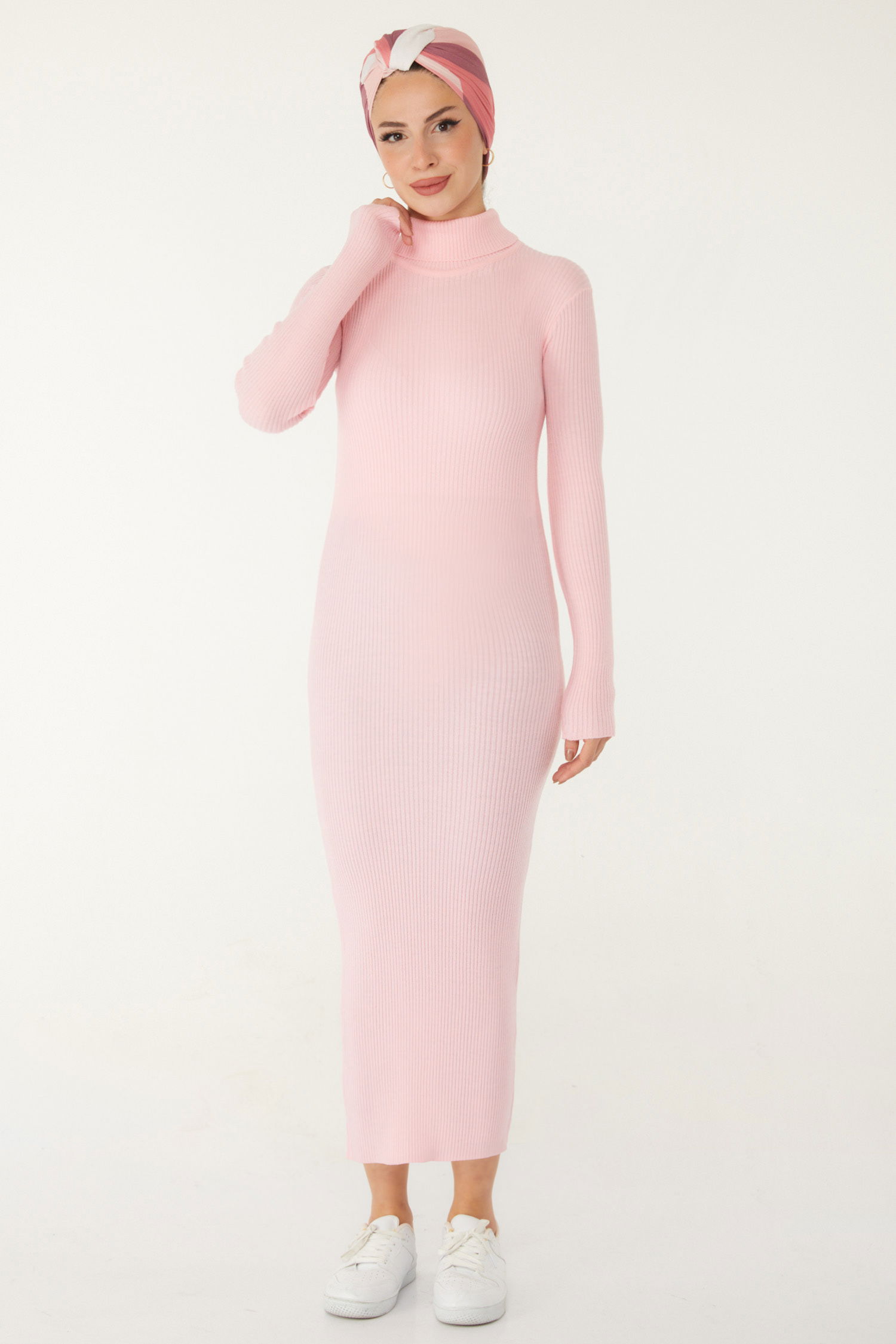 Triko Elbise - 27754-PEMBE - 2