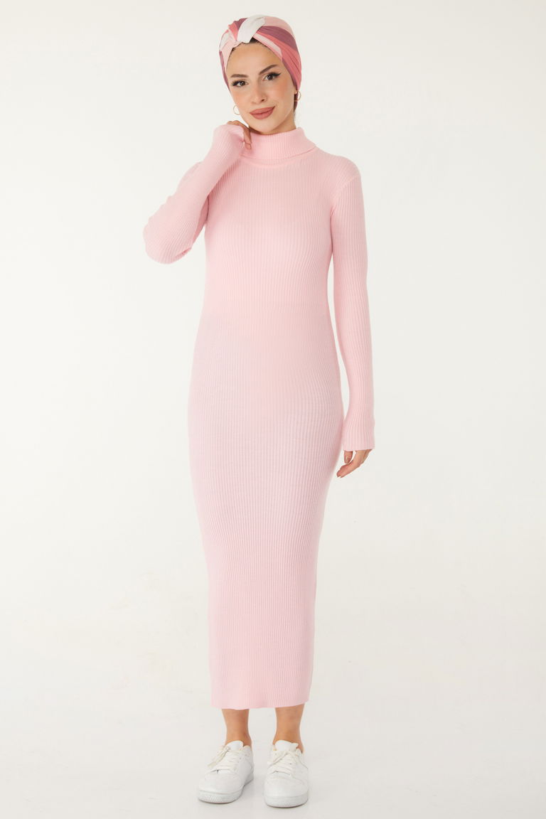 Triko Elbise - 27754-PEMBE - TOFİSA