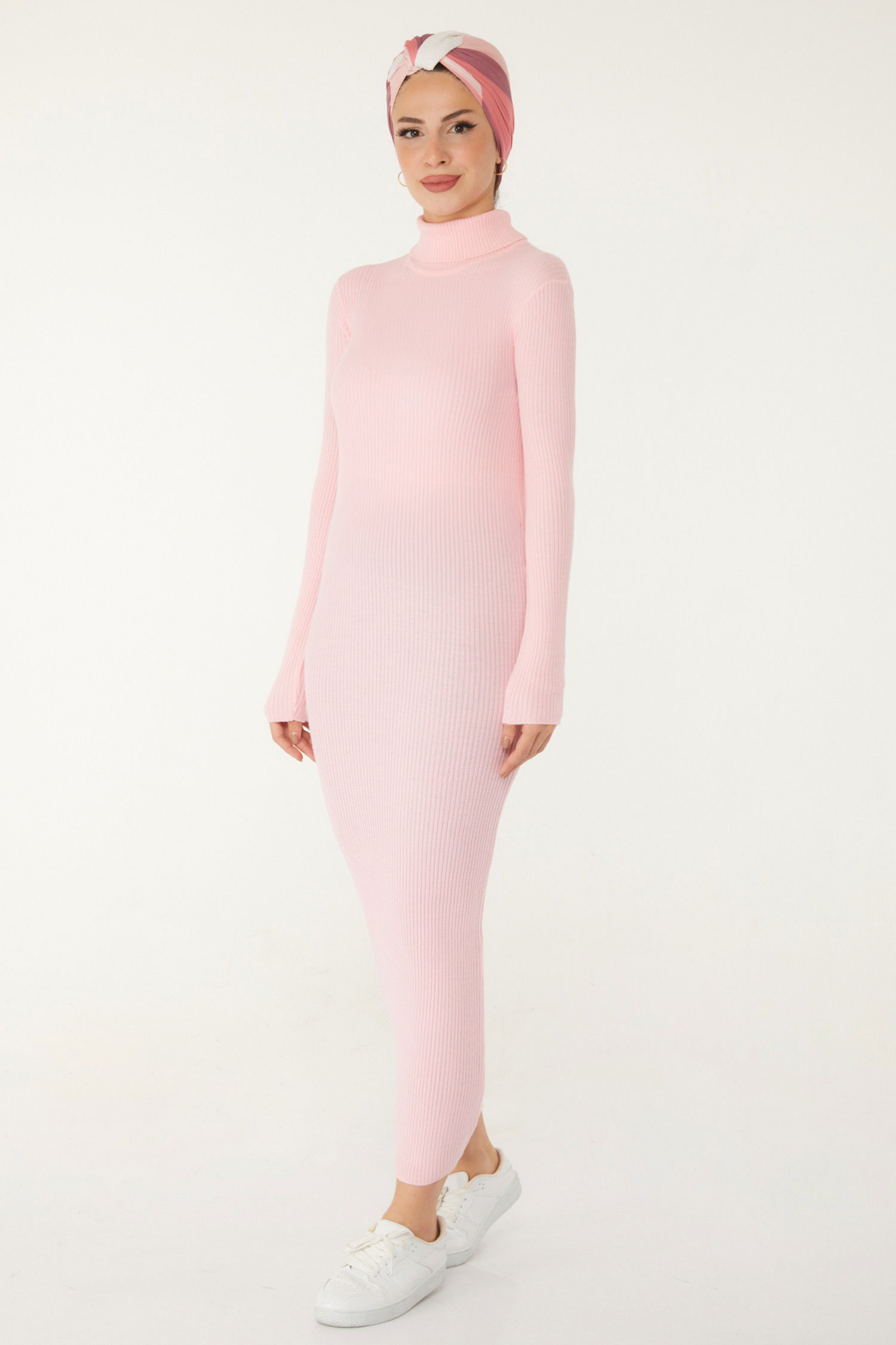 Triko Elbise - 27754-PEMBE - 4