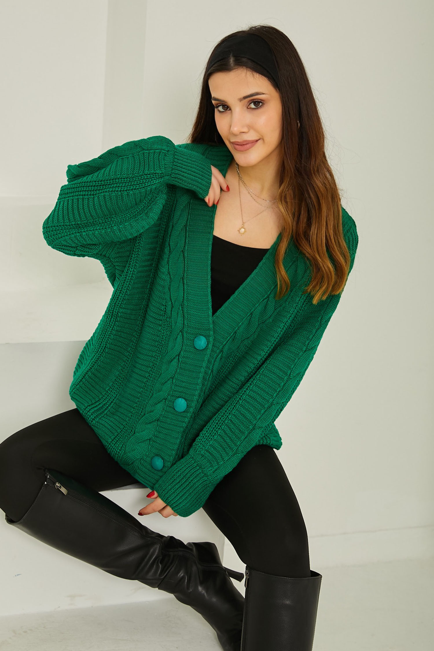 Triko Hırka Yesil - 26745 - 1