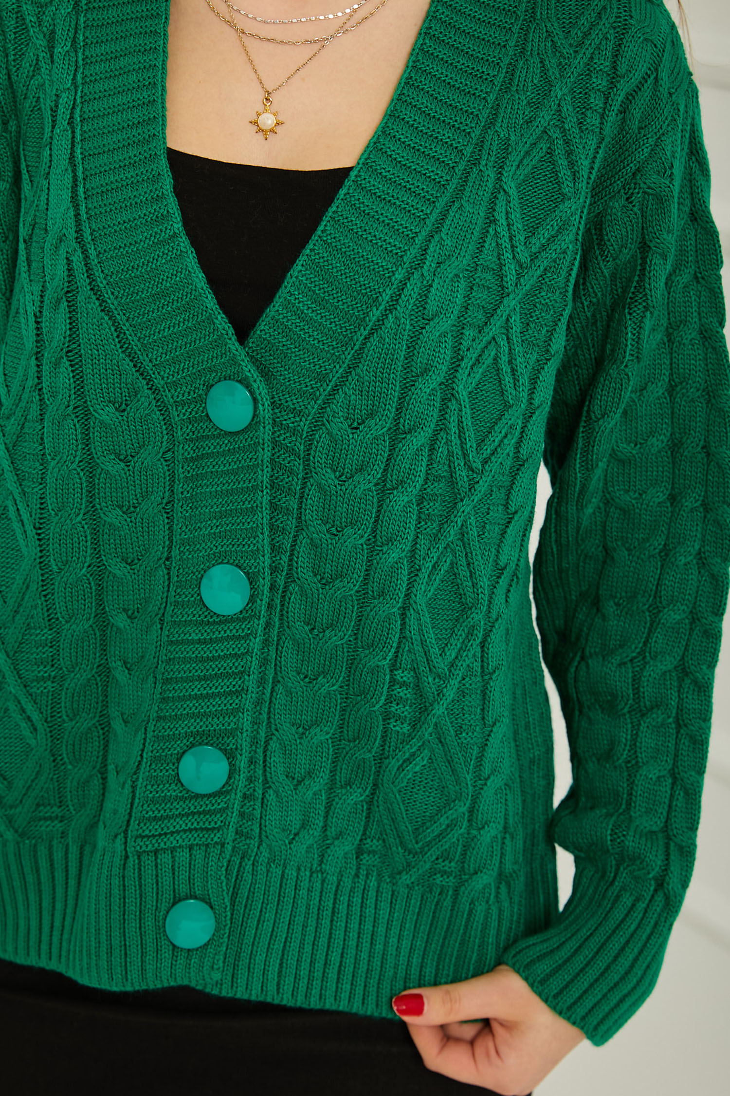 Triko Hırka Yesil - 26746 - 4