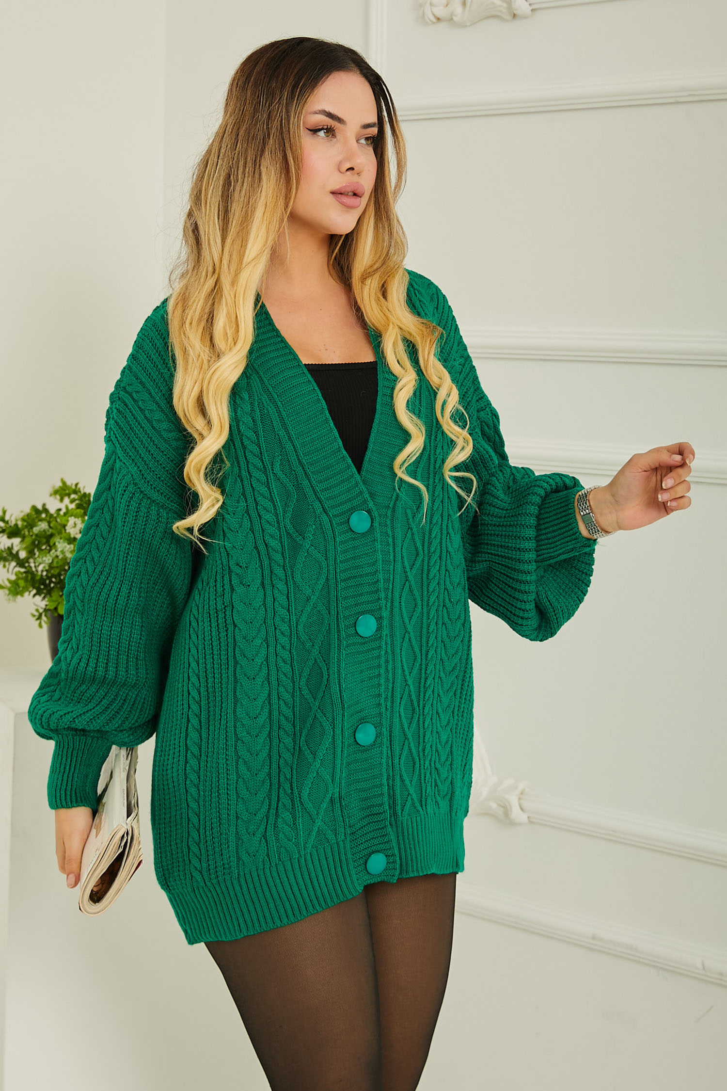 Triko Hırka Yesil - 26747 - 4