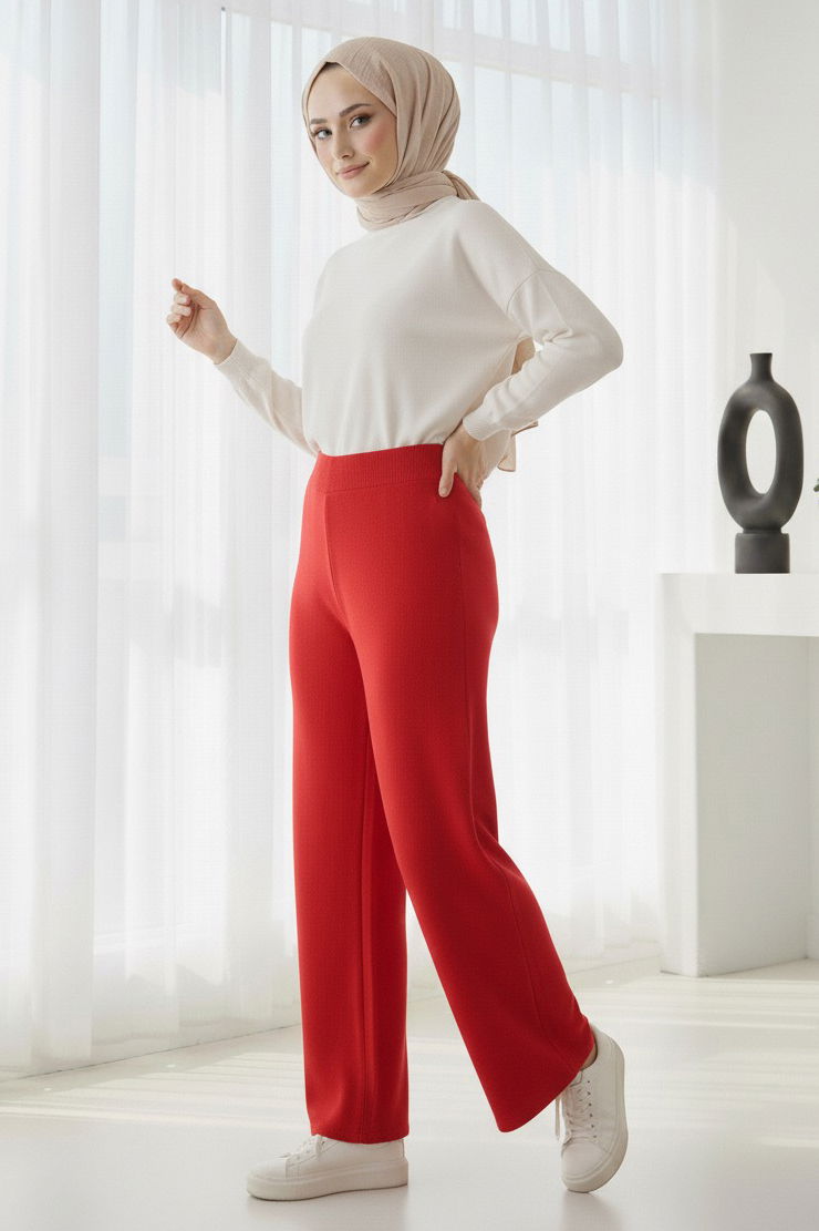 Triko Pantolon - 27740-KIRMIZI - TOFİSA
