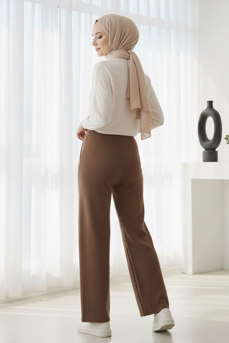 Triko Pantolon - 27740-KOYU-KAHVE - TOFİSA