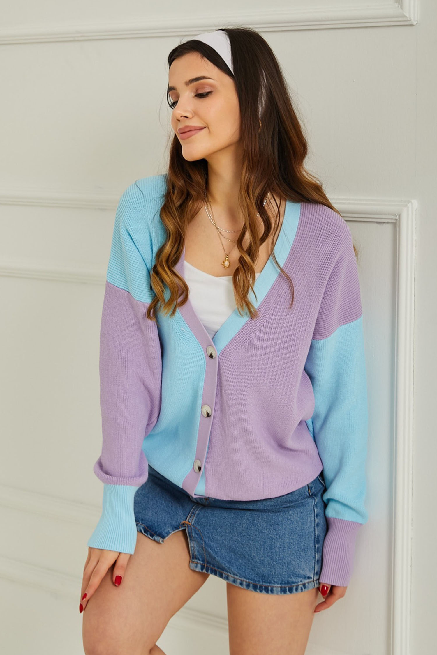 Triko Renkli Hırka Bebe Mavi - 26736 - 3