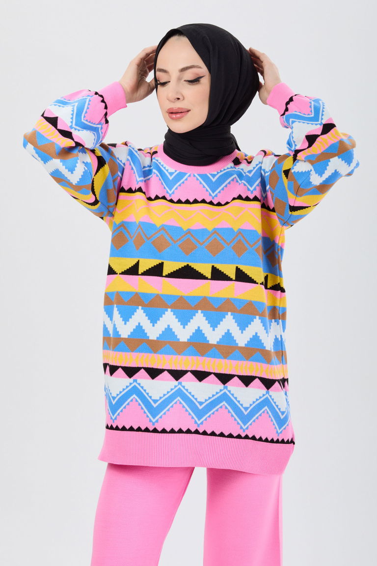 Triko Tunik Pantolon - 27730-PEMBE - TOFİSA