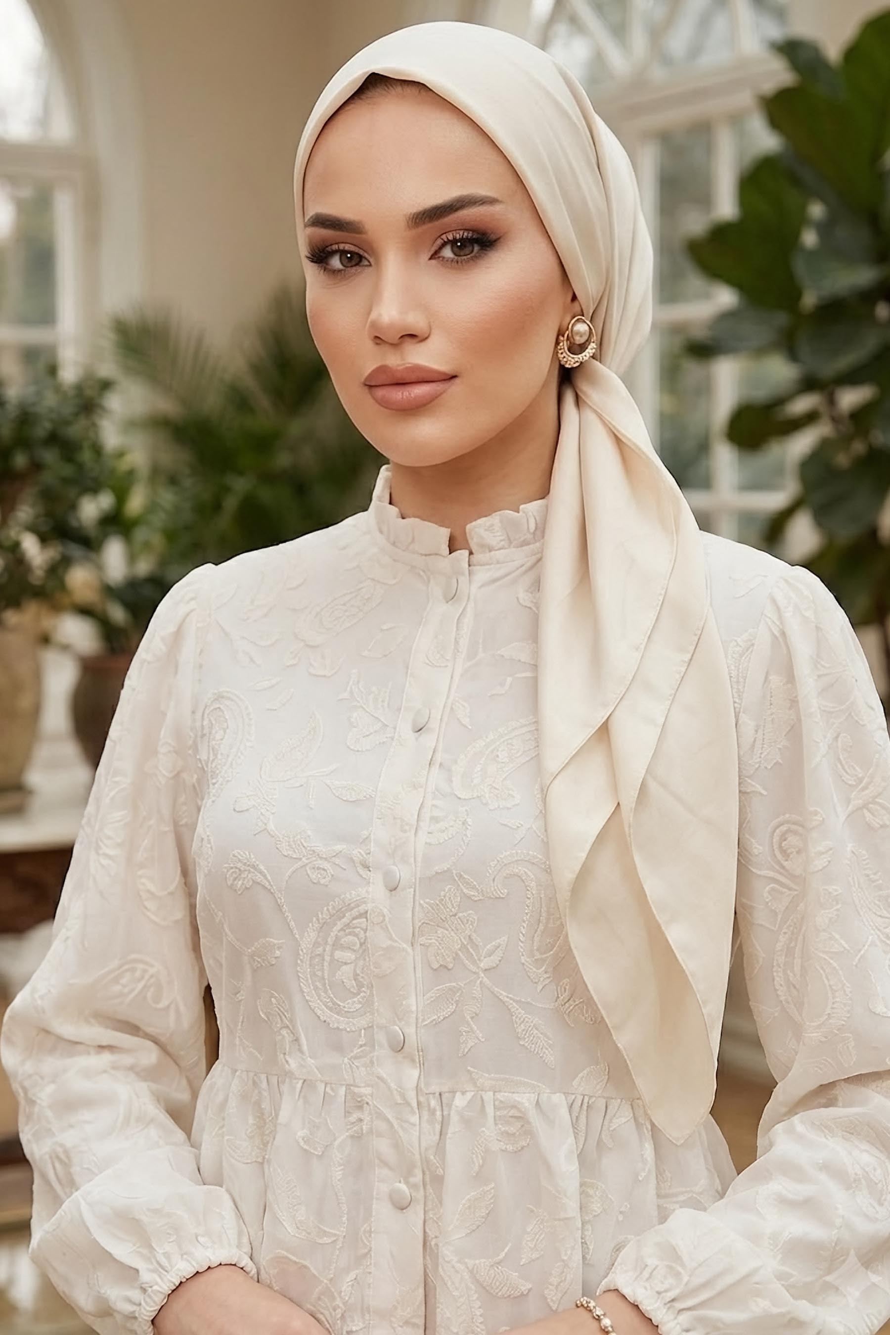 Tül Floğu Baskılı Etekli Takım Ekru - 28782-EKRU - 2
