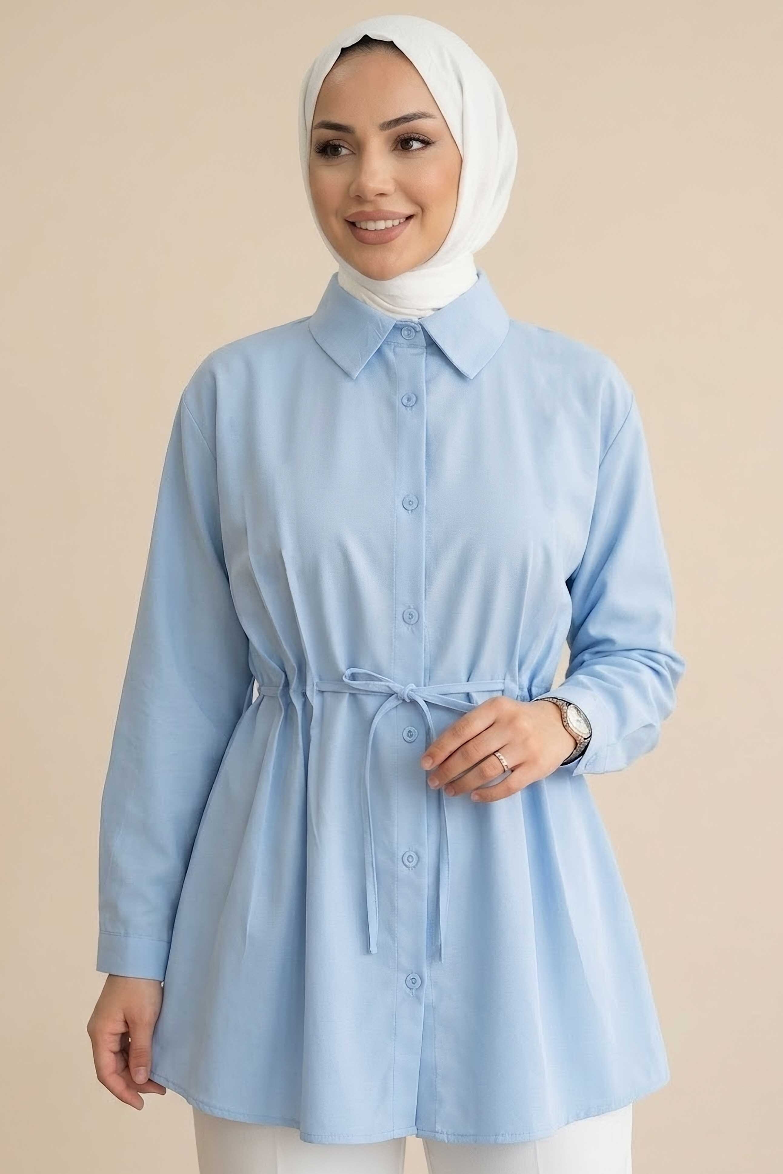 Tünel Kemer Detaylı Tunik Bebe Mavi - 28726-BEBE-MAVI - 2