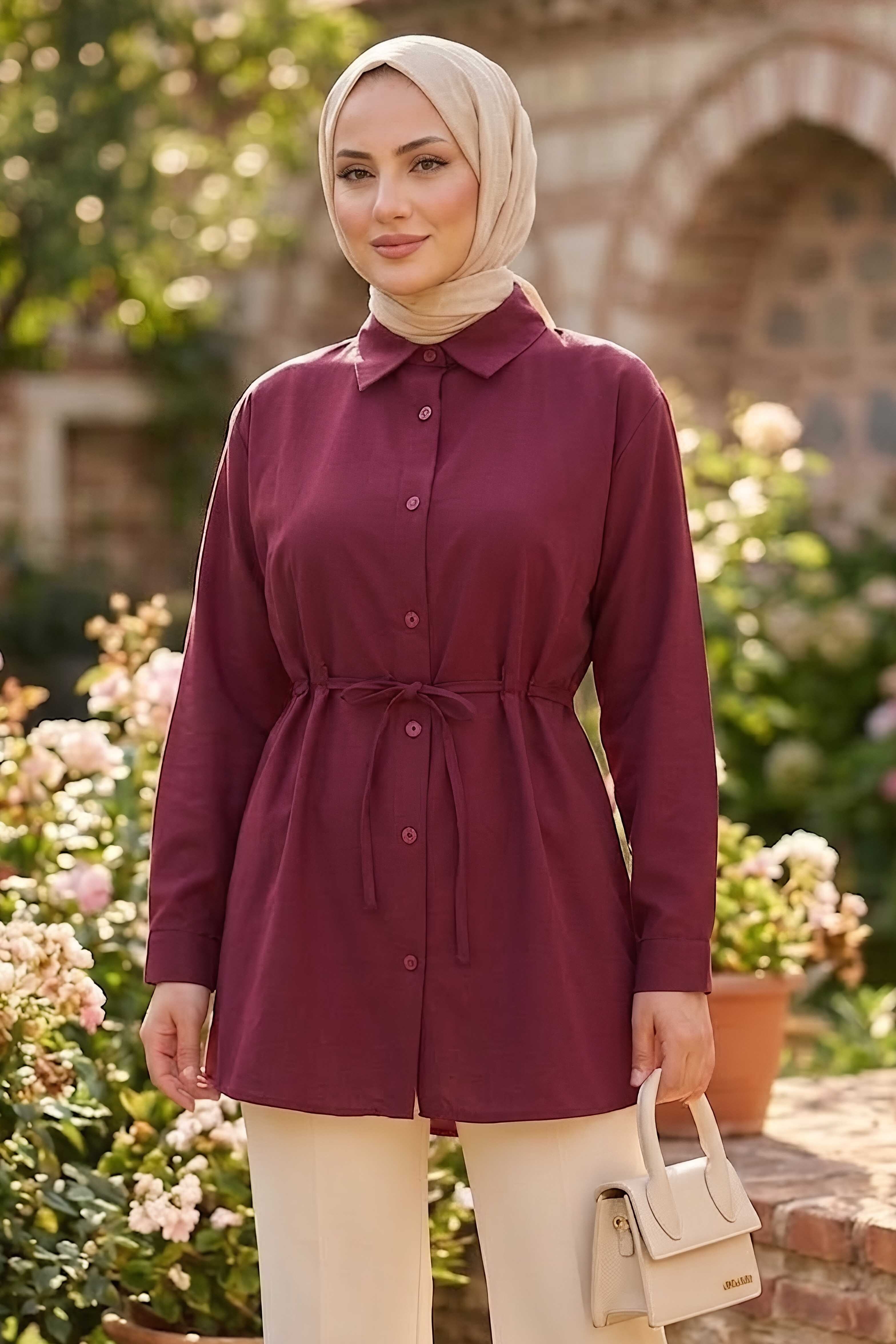 Tünel Kemer Detaylı Tunik Bordo - 28726-BORDO - 1