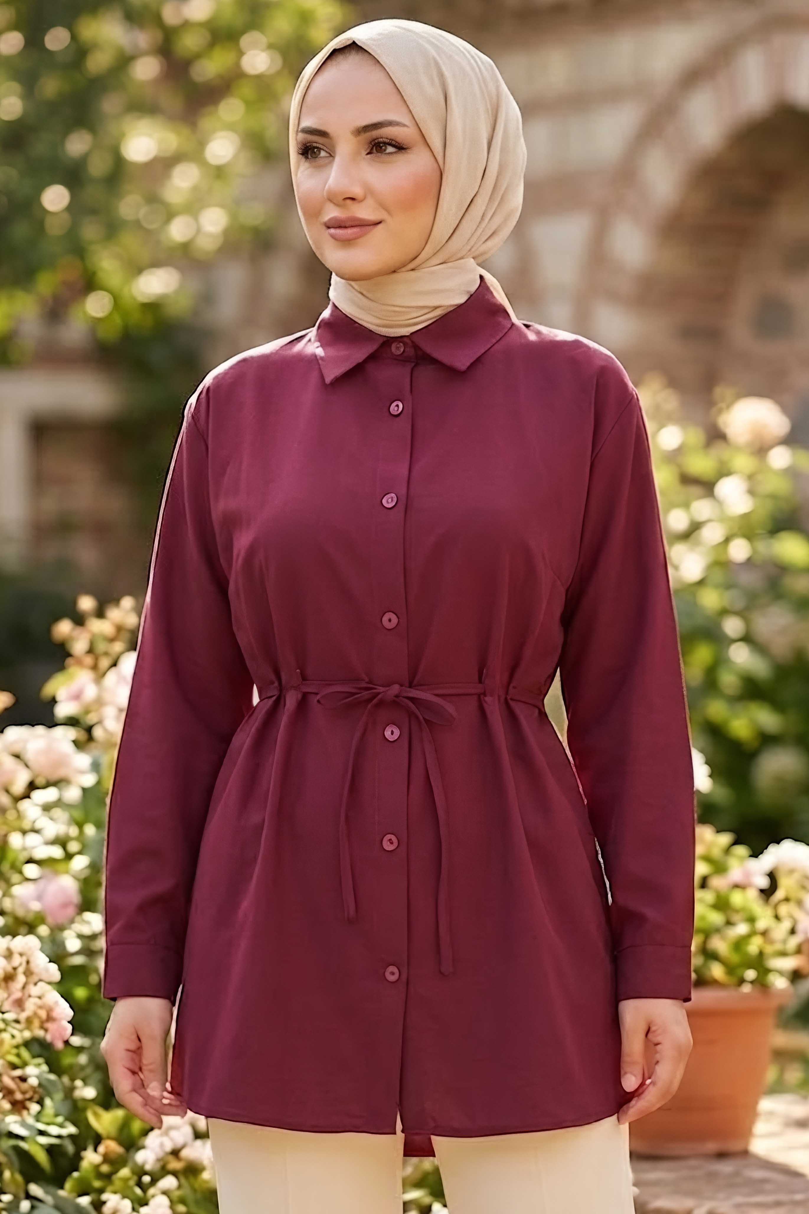 Tünel Kemer Detaylı Tunik Bordo - 28726-BORDO - 2