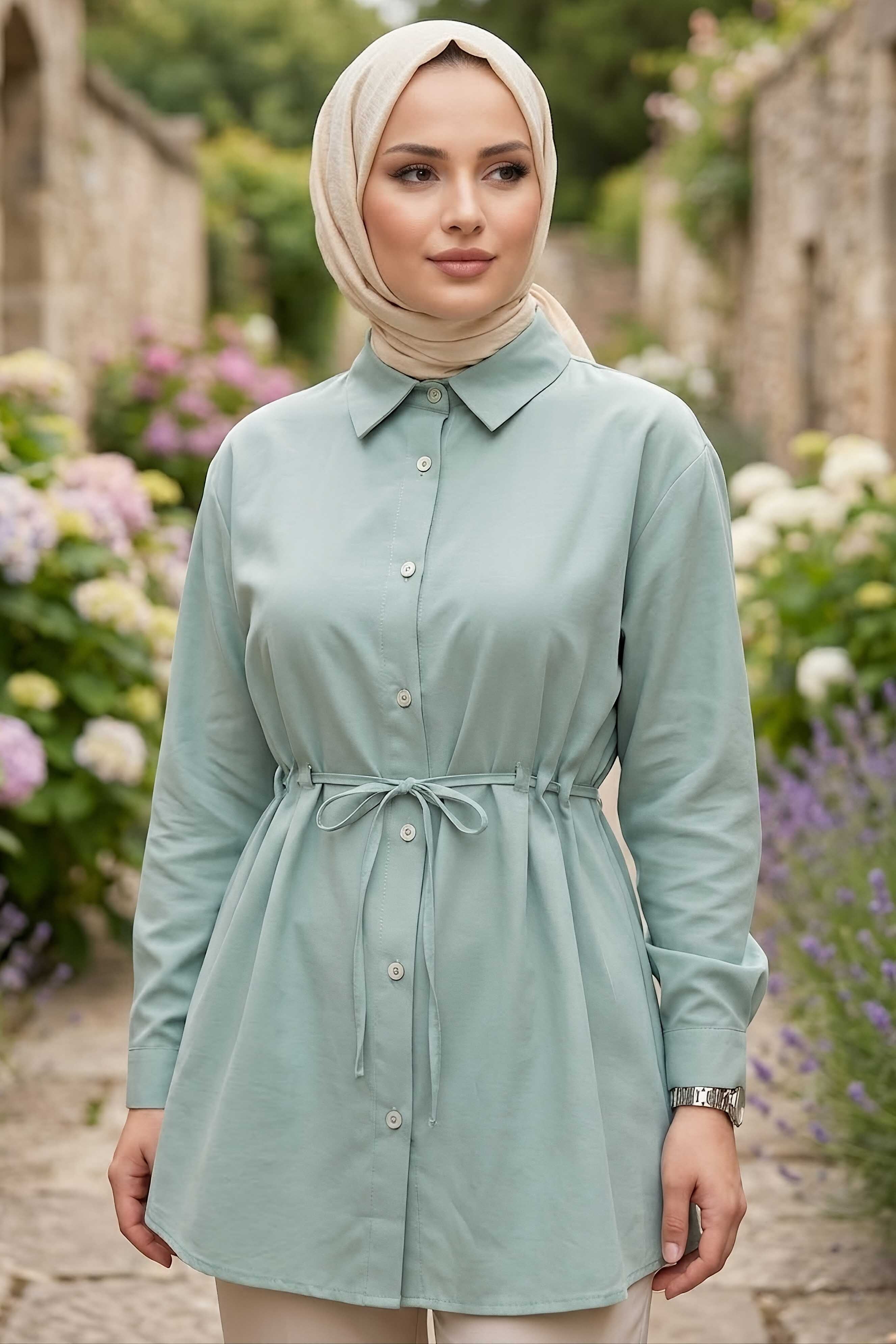 Tünel Kemer Detaylı Tunik Mint - 28726-MINT - 1